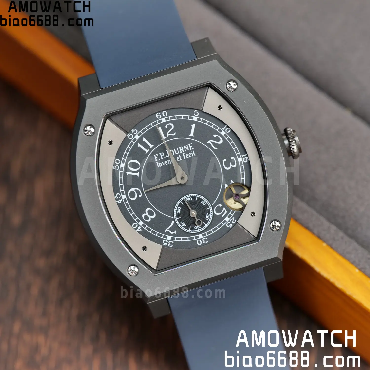 FPJ F.P.Journe Elegante PVD FJ Factory Best Edition Black Dial on Blue Rubber Strap Quartz V2 125 3a4b42067c31ba1 AMO Watch