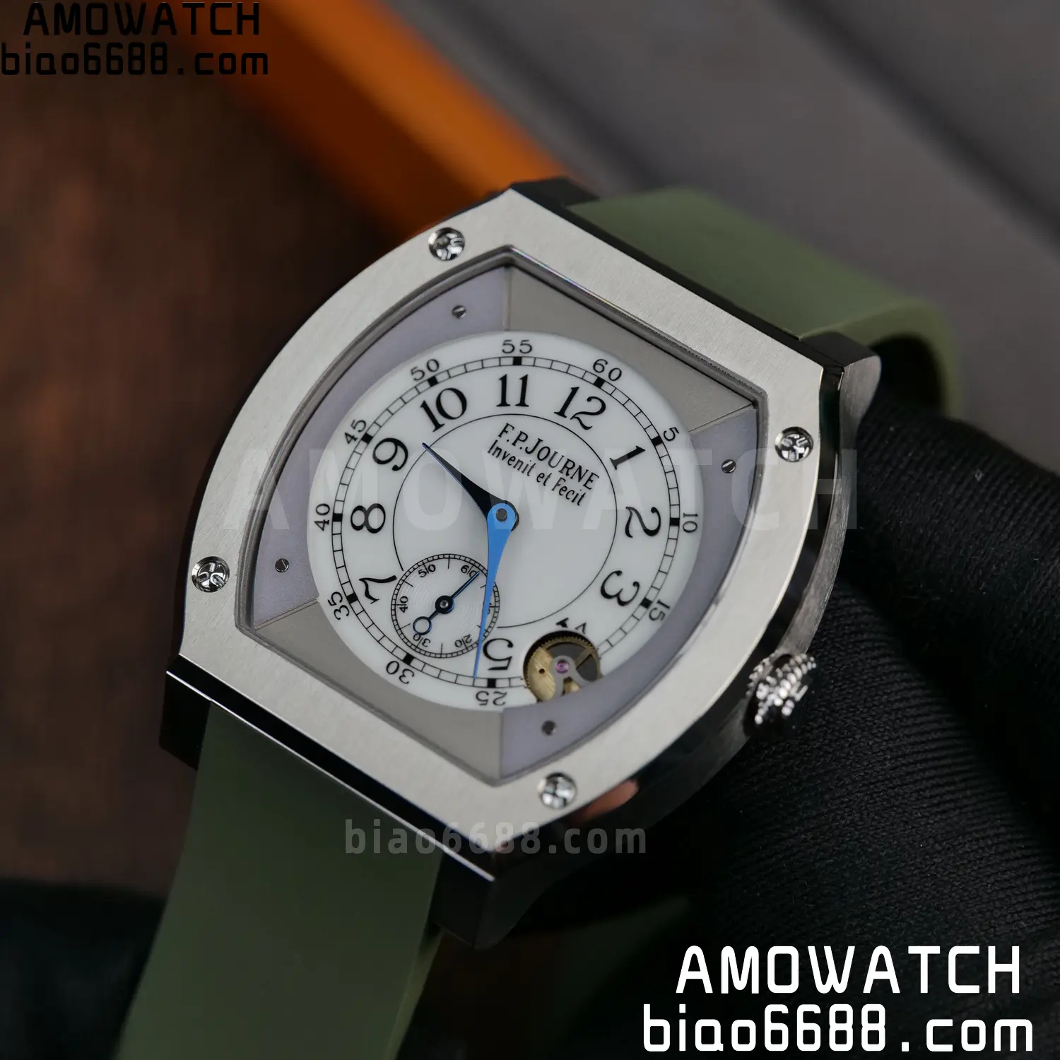 FPJ F.P.Journe Elegante FJ Factory Best Edition White Dial on Green Rubber Strap Quartz V2 96 3bb8e4cc78d6931 AMO Watch