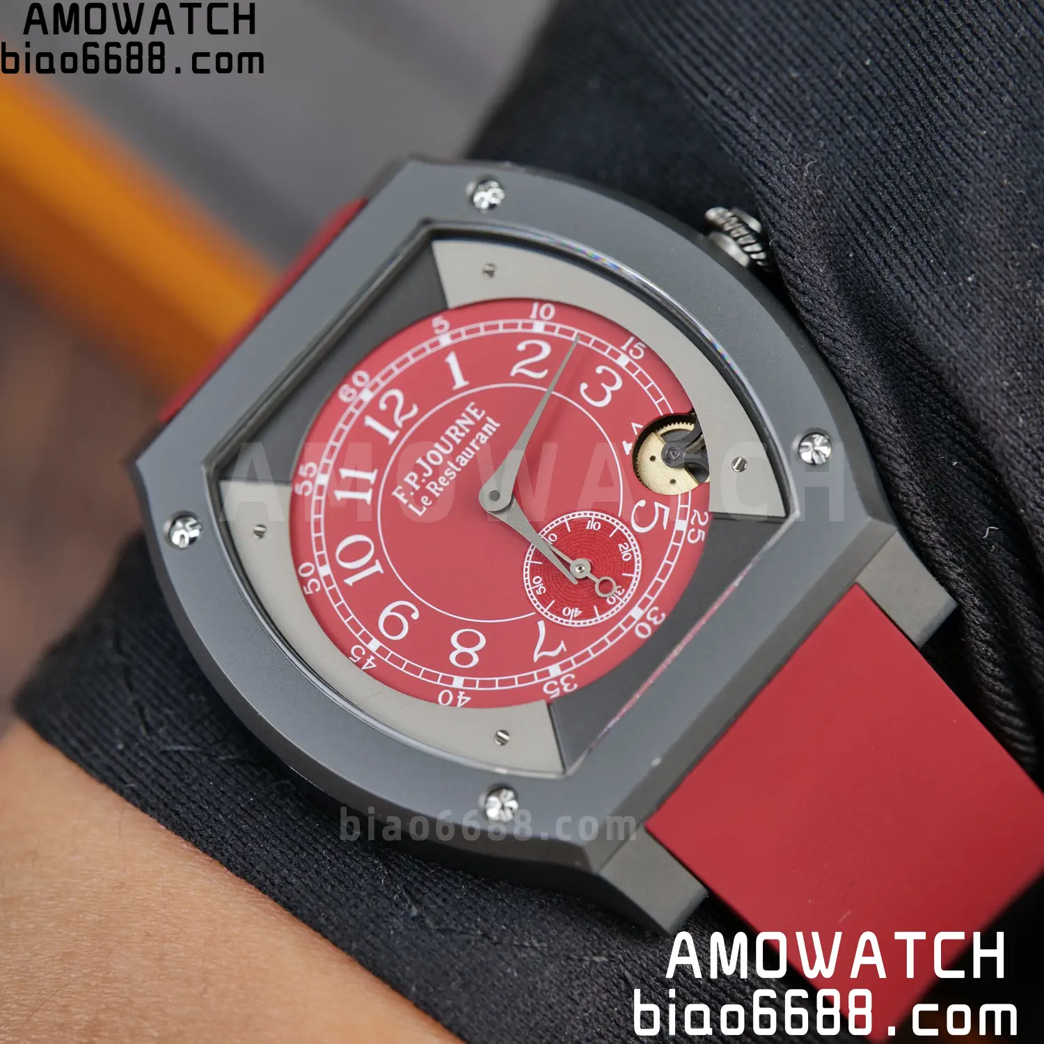 FPJ F.P.Journe Elegante PVD FJ Factory Best Edition Red Dial on RedRubber Strap Quartz V2 122 3c8e9f444f1ce07 AMO Watch