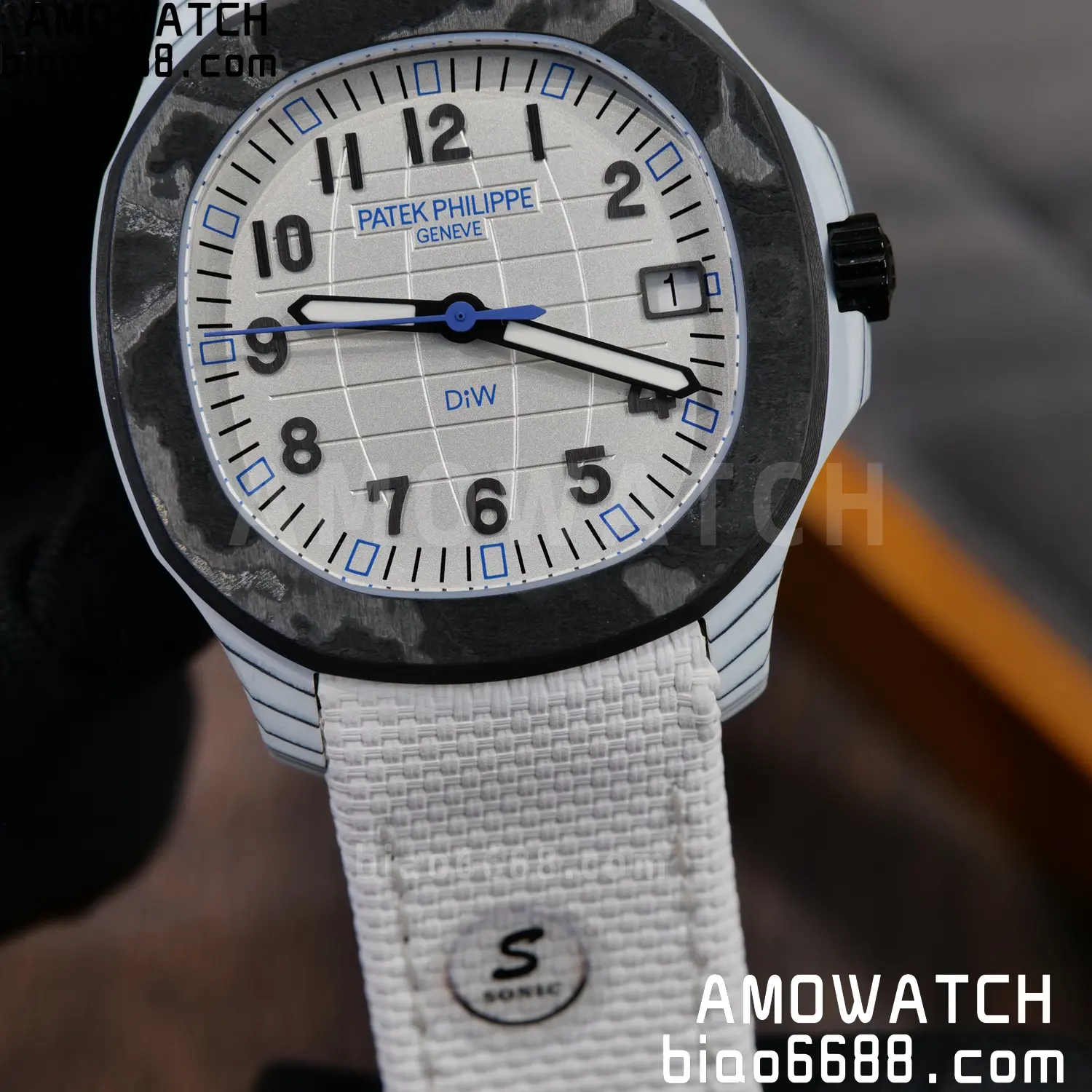 PP Aquanaut 5167 Polar Blue DIW SONIC Factory SF 1:1 Best Edition White Dial On White Nylon Strap DD324 89 3cd8ce0bf0199b2 阿默表行AmoWatch