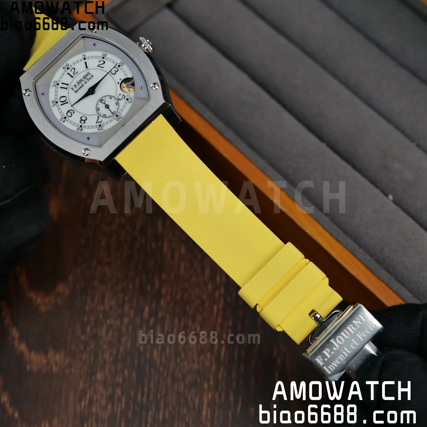 FPJ F.P.Journe Elegante FJ Factory Best Edition White Dial on Yellow Rubber Strap Quartz V2 81 3d990714bbe115d AMO Watch