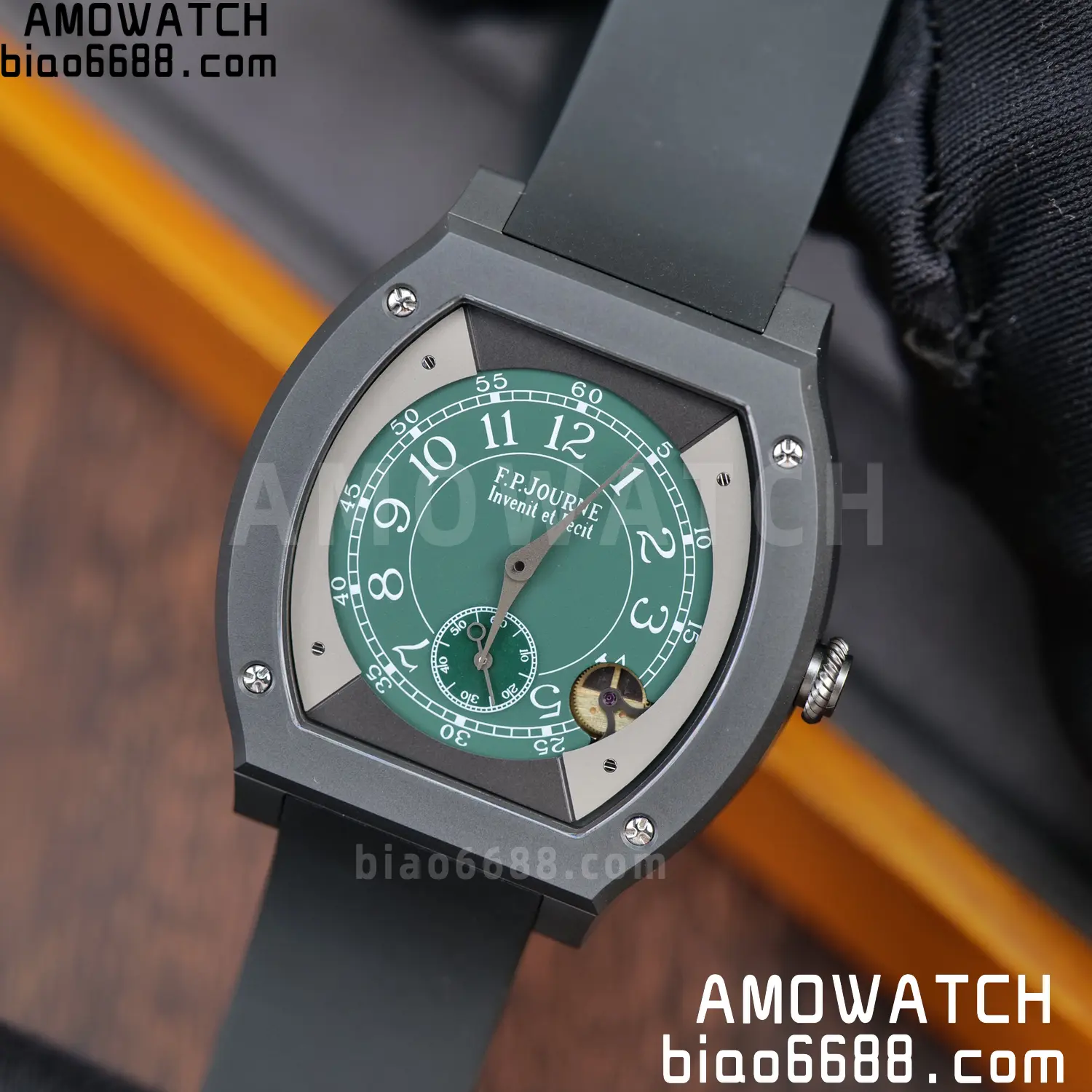 FPJ F.P.Journe Elegante PVD FJ Factory Best Edition Green Dial on Black Rubber Strap Quartz V2 94 3e9d434ff3ffd47 AMO Watch