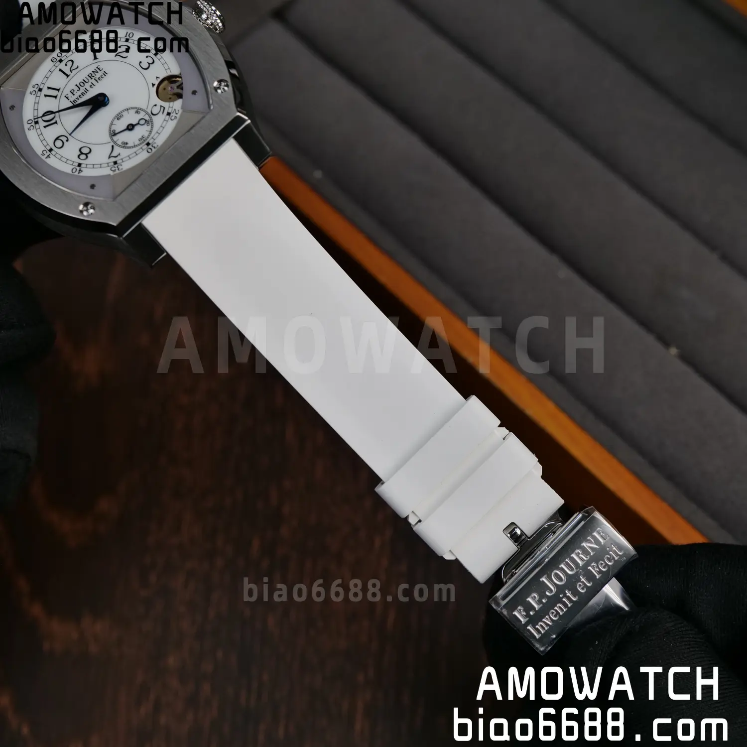 FPJ F.P.Journe Elegante FJ Factory Best Edition White Dial on White Rubber Strap Quartz V2 83 3f02a8f7e0f50e9 AMO Watch