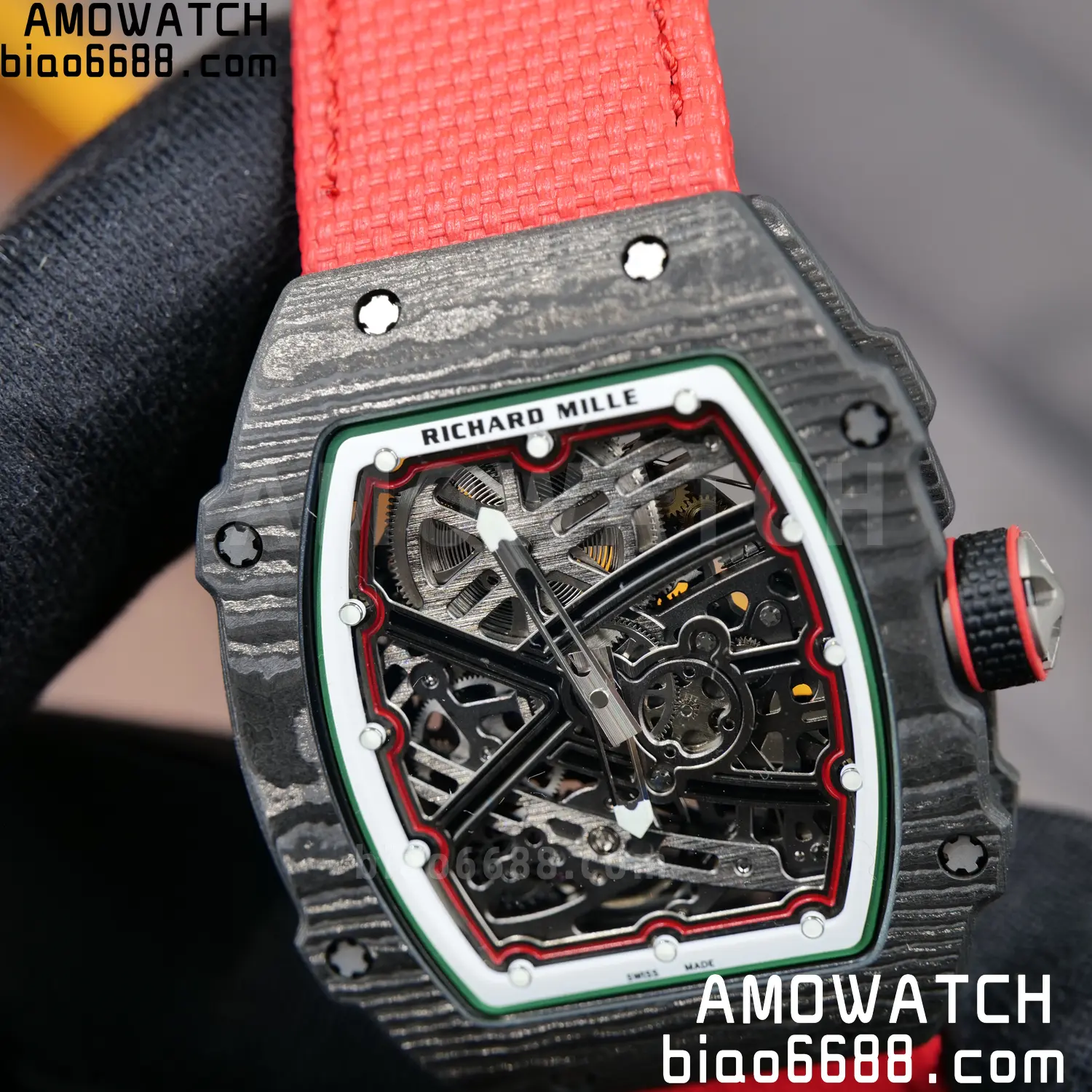 RICHARD MILLE 1:1 RM67-02 Black NTPT RICH Factory Pro 1:1 Italy Skeleton Dial White Nylon Strap CRMA7 Super Clone V2 102 404daf568157e7d AMO Watch