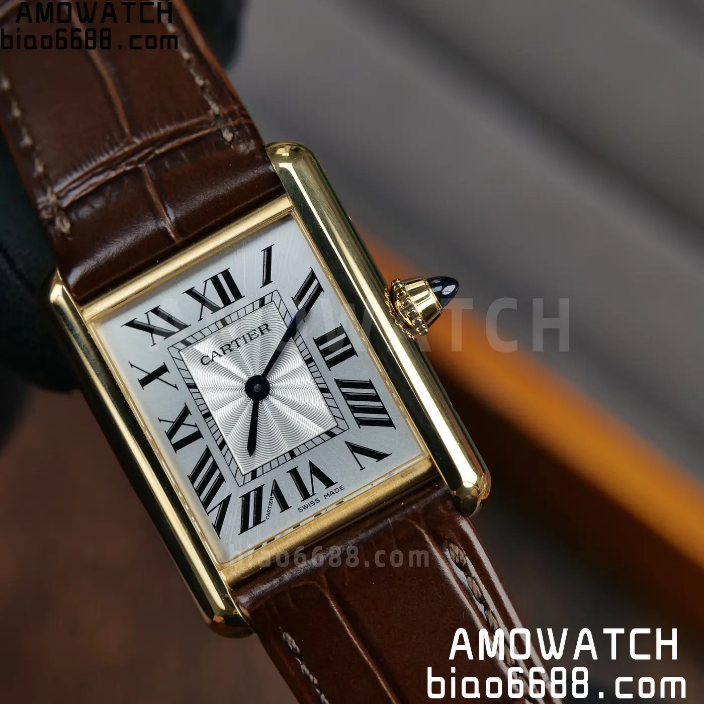 CARTIER Tank Must YG W1529756 25.5mm F1 Facftory 1:1 Best Edition White Dial on Brown Leather Strap Ronda 81 4321e66db989cee AMO Watch