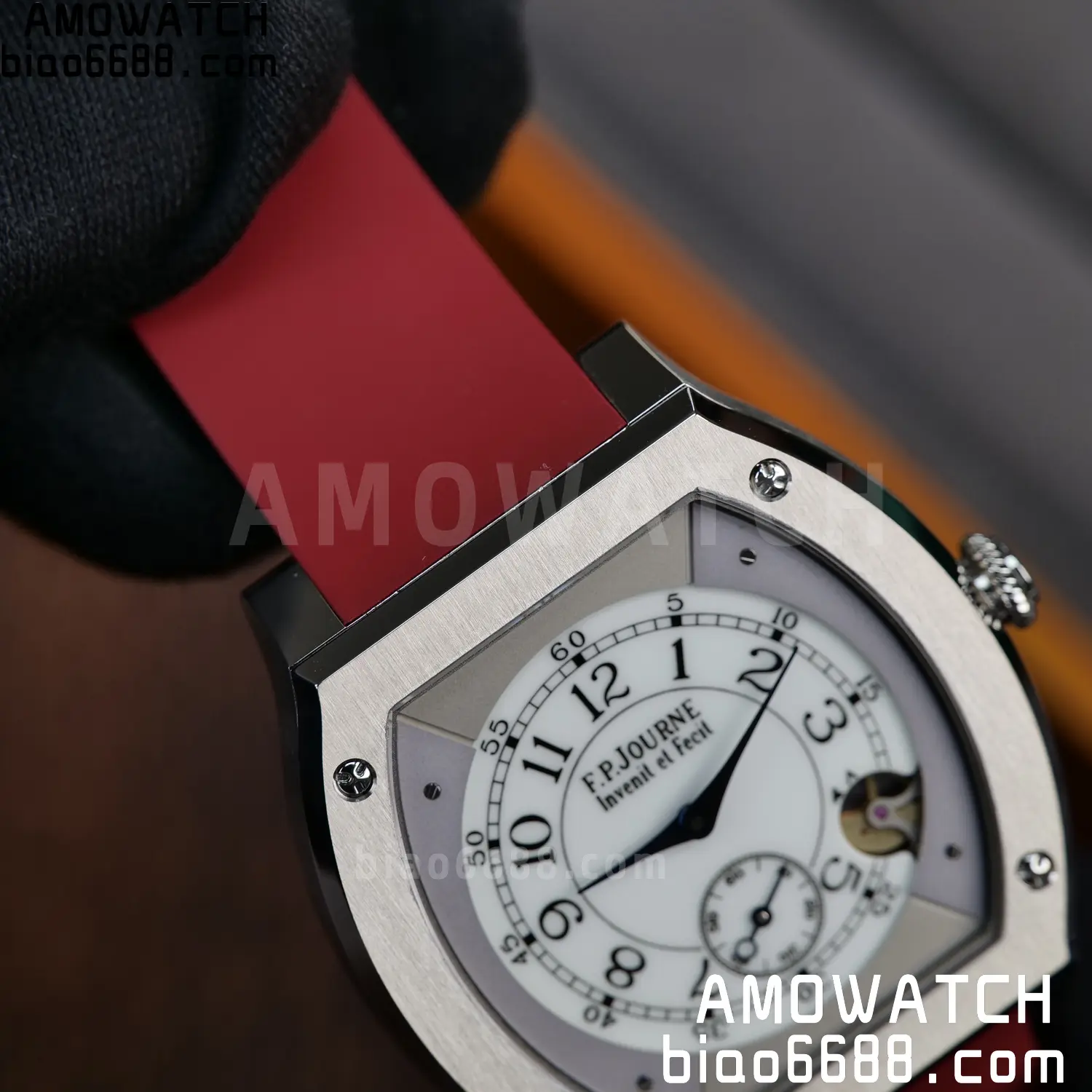 FPJ F.P.Journe Elegante FJ Factory Best Edition White Dial on Red Rubber Strap Quartz V2 99 4387a6c35774140 AMO Watch