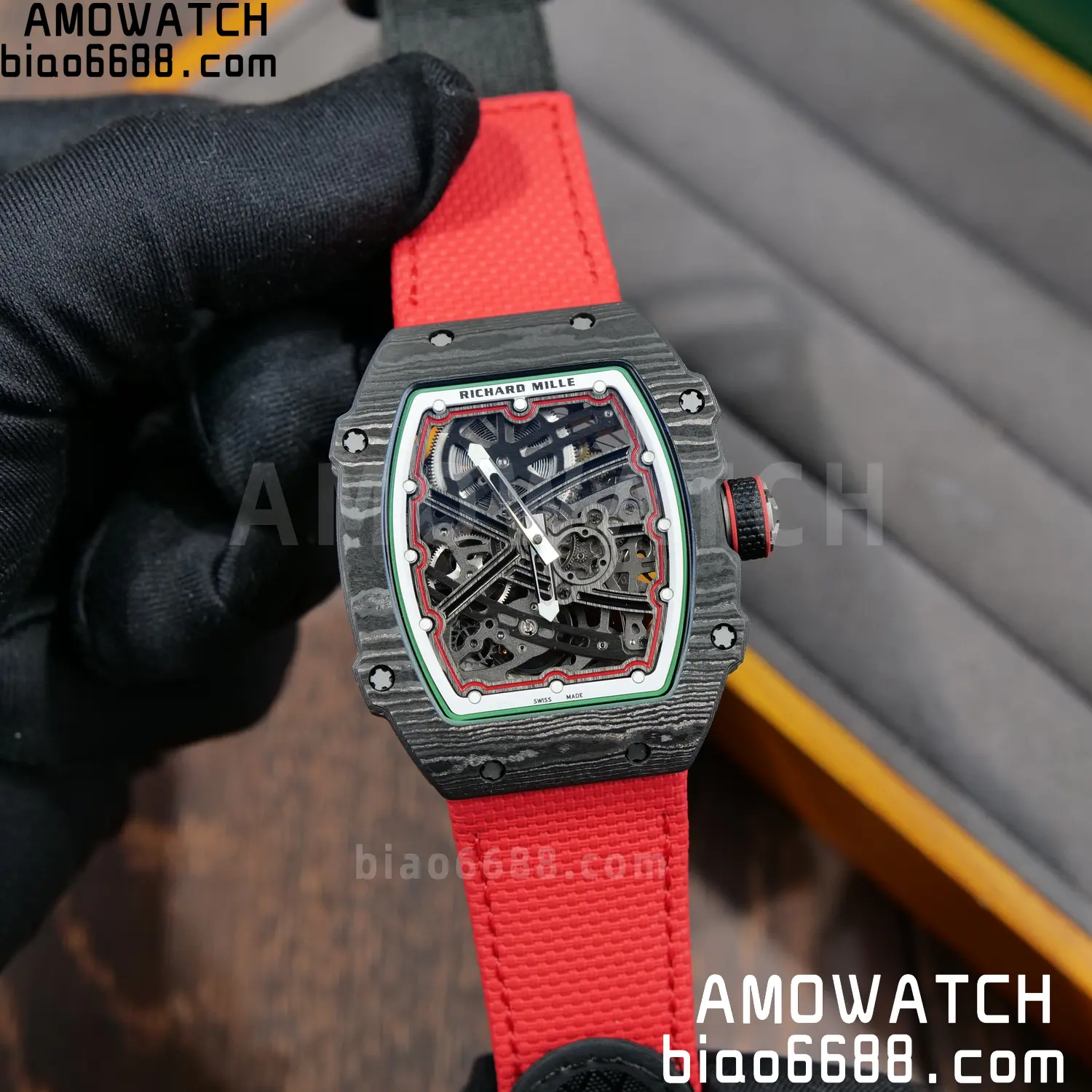 RICHARD MILLE 1:1 RM67-02 Black NTPT RICH Factory Pro 1:1 Italy Skeleton Dial White Nylon Strap CRMA7 Super Clone V2 81 446525c59e1c9c3 AMO Watch