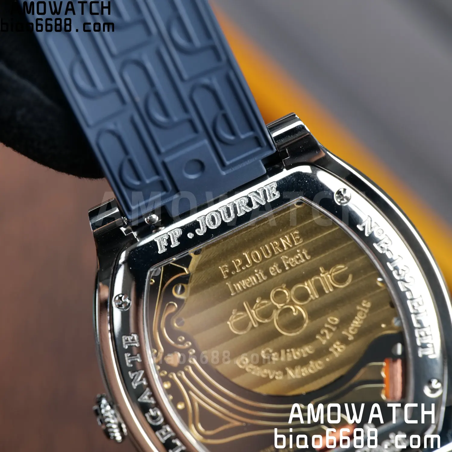 FPJ F.P.Journe Elegante FJ Factory Best Edition White Dial on Blue Rubber Strap Quartz V2 108 4537ab243cd7782 AMO Watch