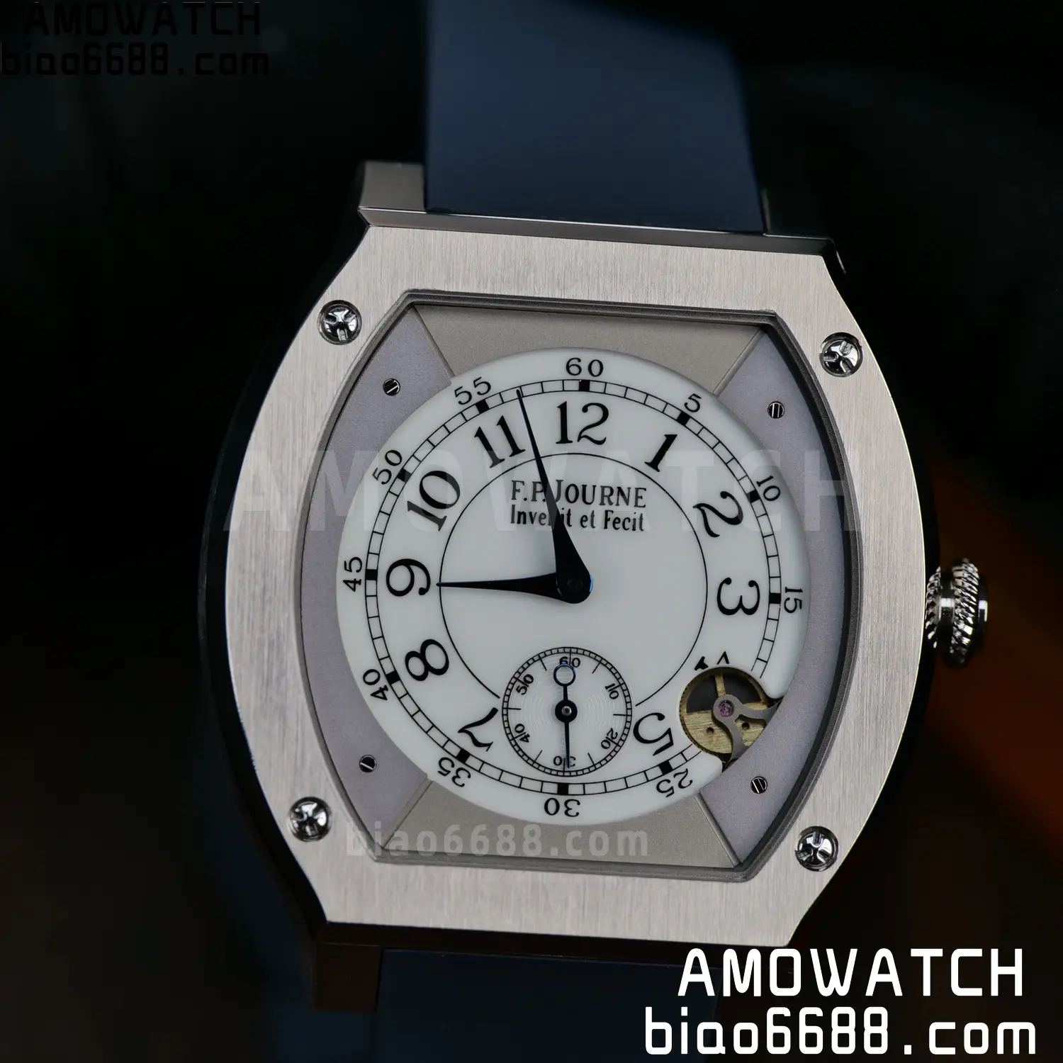 FPJ F.P.Journe Elegante FJ Factory Best Edition White Dial on Blue Rubber Strap Quartz V2 106 472627b59d35bf7 AMO Watch