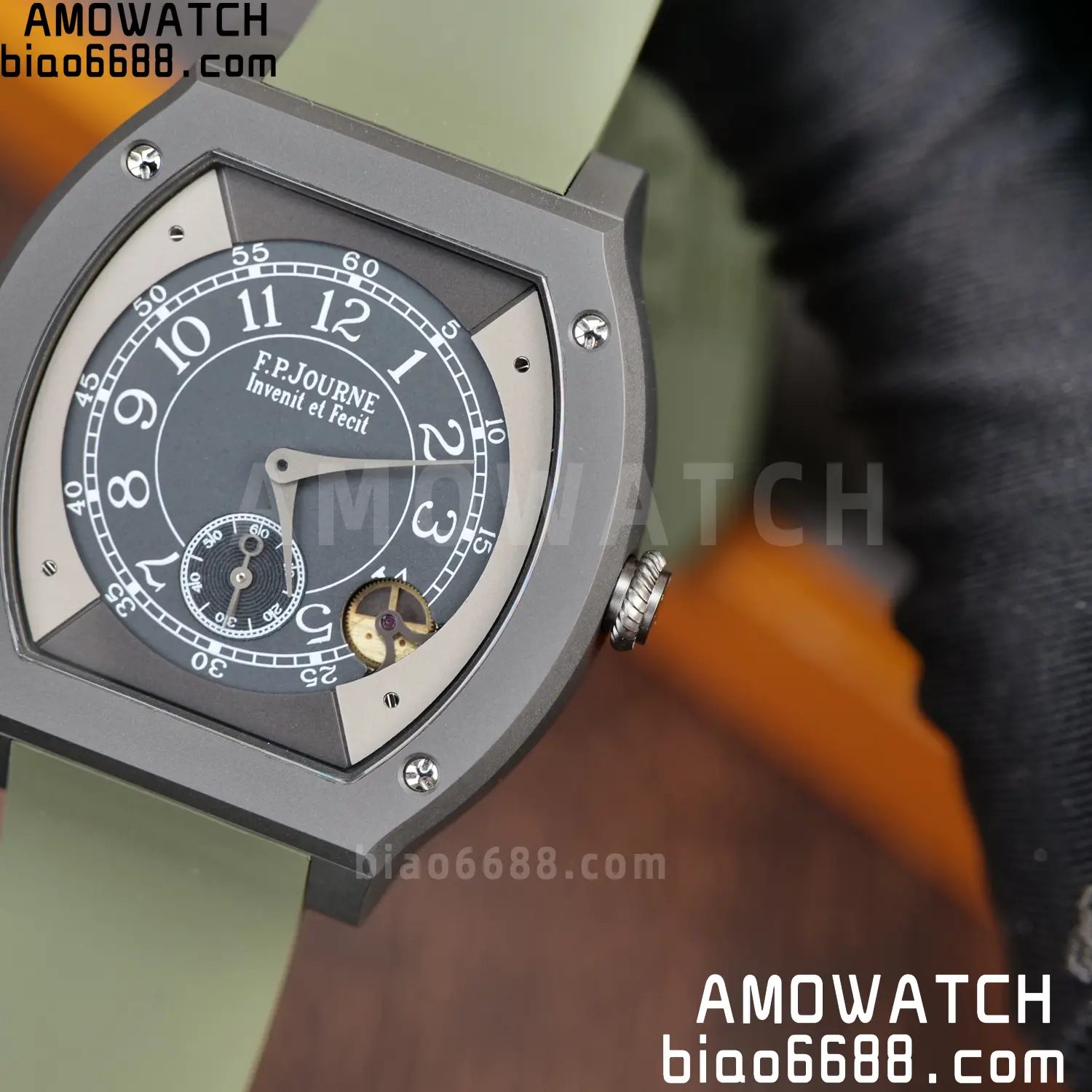 FPJ F.P.Journe Elegante PVD FJ Factory Best Edition Black Dial on Green Rubber Strap Quartz V2 91 488d67d3d693aa0 AMO Watch