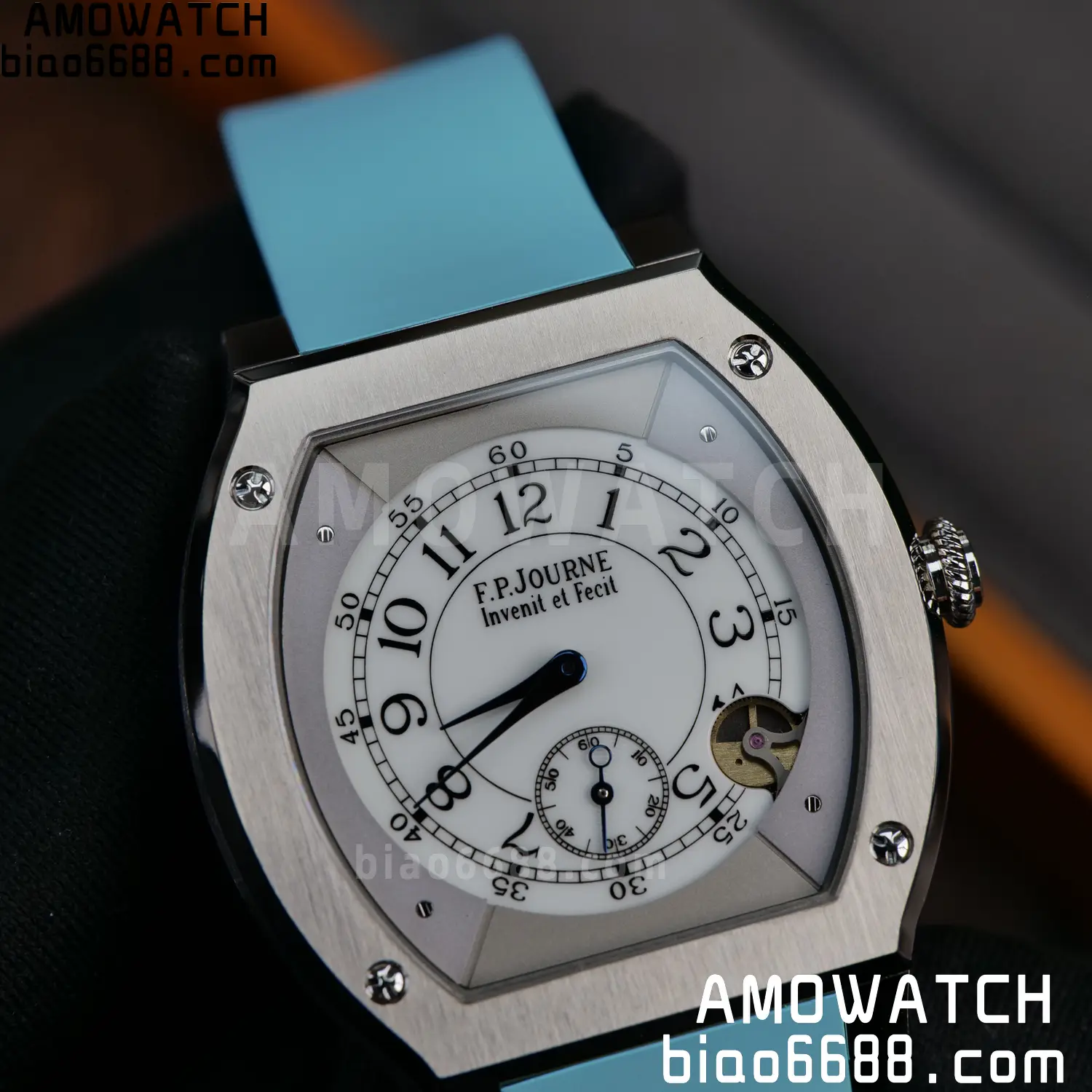 FPJ F.P.Journe Elegante FJ Factory Best Edition White Dial on Light Blue Rubber Strap Quartz V2 98 48e8ca2b966890b AMO Watch