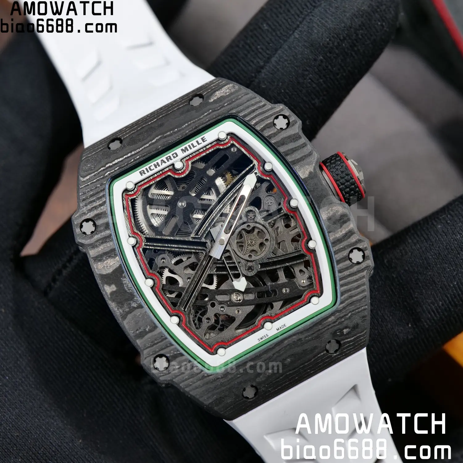 RICHARD MILLE 1:1 RM67-02 Black NTPT RICH Factory Pro 1:1 Italy Skeleton Dial White Rubber Strap CRMA7 Super Clone V2 88 4aa895116fdfe13 AMO Watch