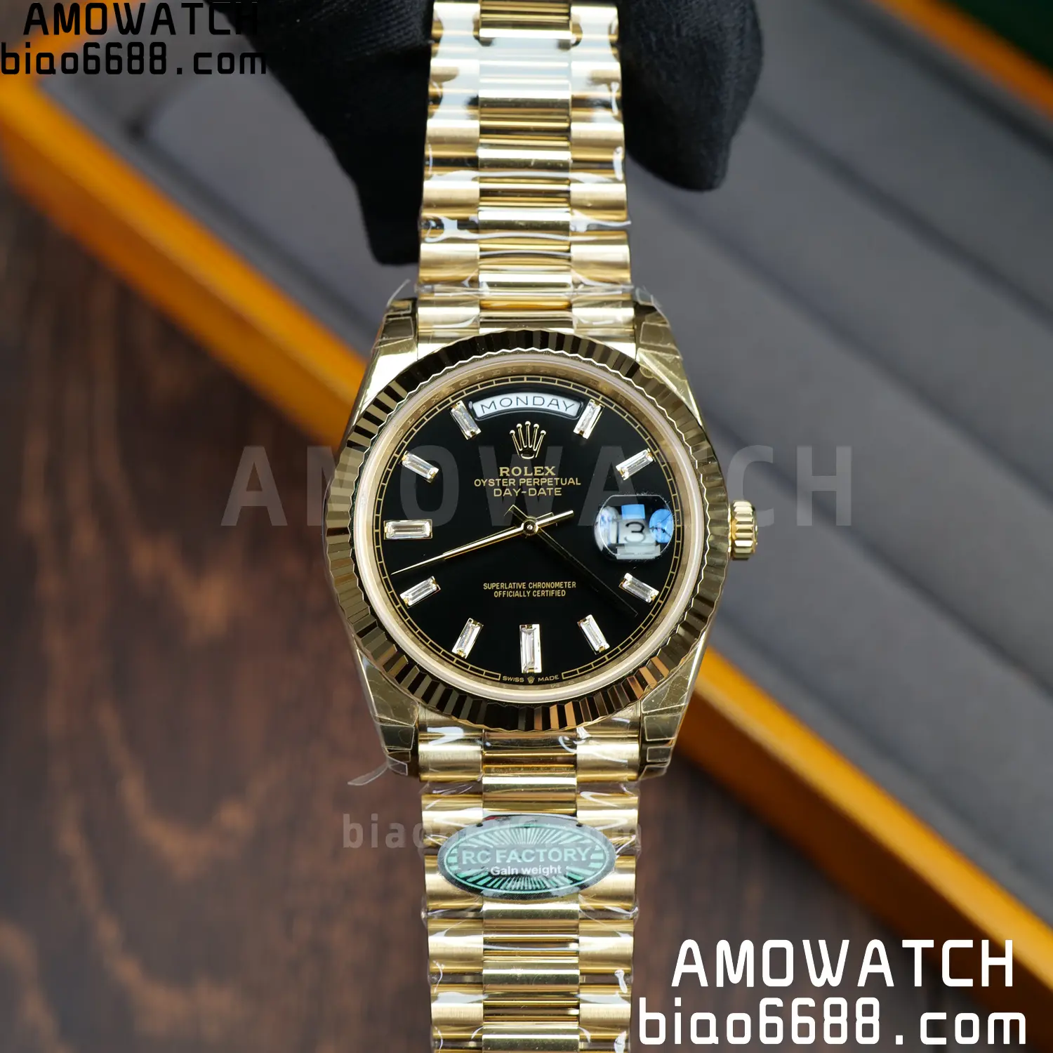Rolex Day Date 40 YG 228238 RCF 1:1 Best Edition Black Dial on President Bracelet VR3255 (210g) 64 4d7a9e45310d524 AMO Watch