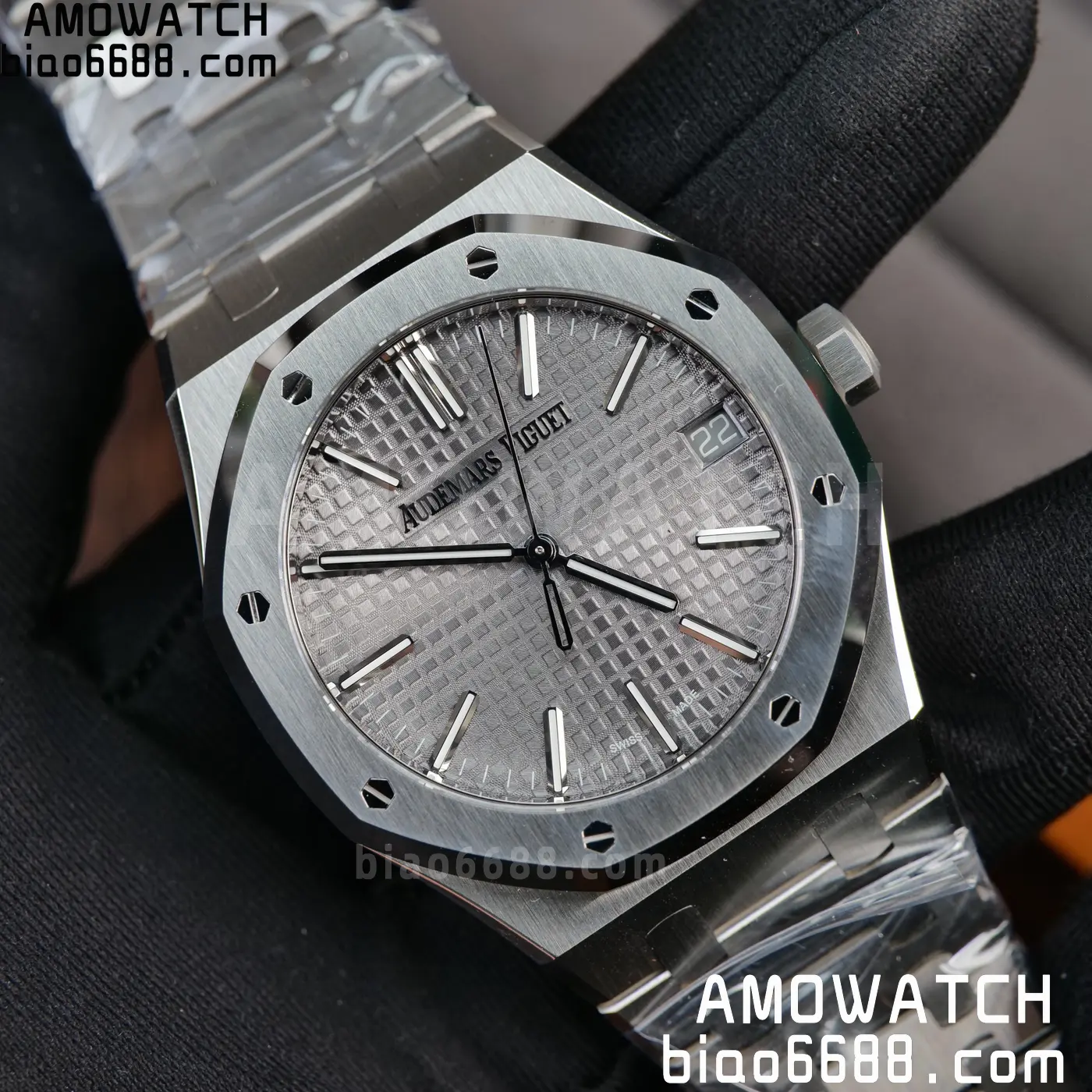 Royal Oak 41mm 15510 SS VSF 1:1 Best Edition Gray Textured Dial on SS Bracelet DD4302 Super Clone 110 4dd87586df34916 AMO Watch