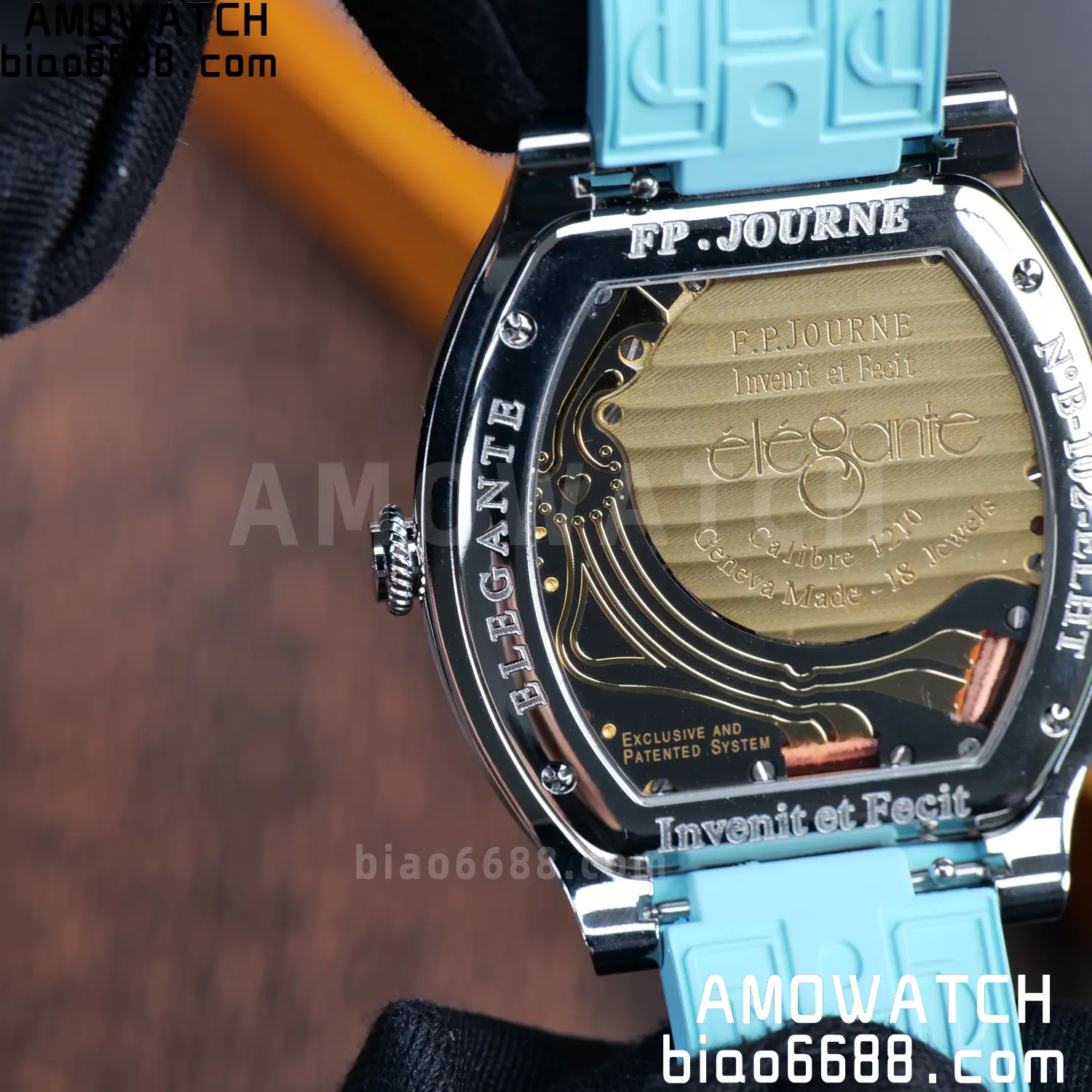FPJ F.P.Journe Elegante FJ Factory Best Edition White Dial on Light Blue Rubber Strap Quartz V2 108 4de8ed855d14773 AMO Watch