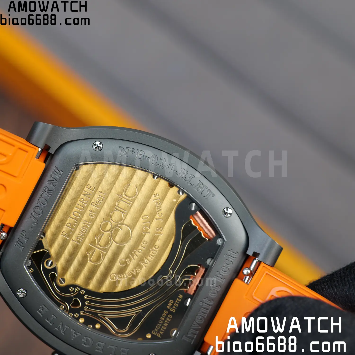 FPJ F.P.Journe Elegante PVD FJ Factory Best Edition White Dial on Orange Rubber Strap Quartz V2 103 4e663000dcaaf02 AMO Watch