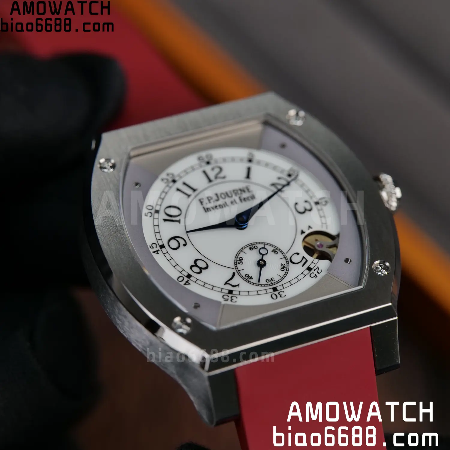 FPJ F.P.Journe Elegante FJ Factory Best Edition White Dial on Red Rubber Strap Quartz V2 104 52e12dd5b43443a AMO Watch