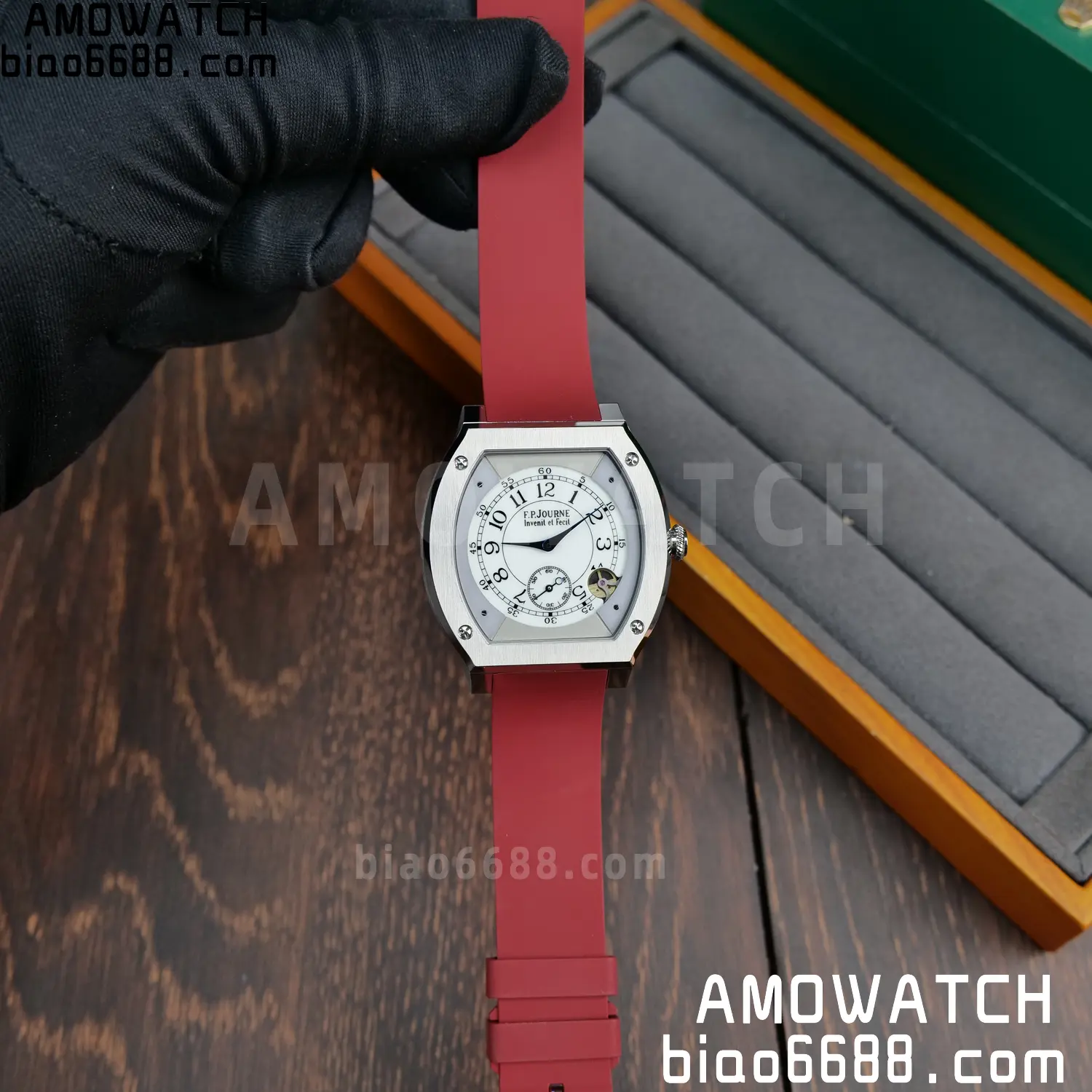 FPJ F.P.Journe Elegante FJ Factory Best Edition White Dial on Red Rubber Strap Quartz V2 83 54bf1386a406d66 AMO Watch