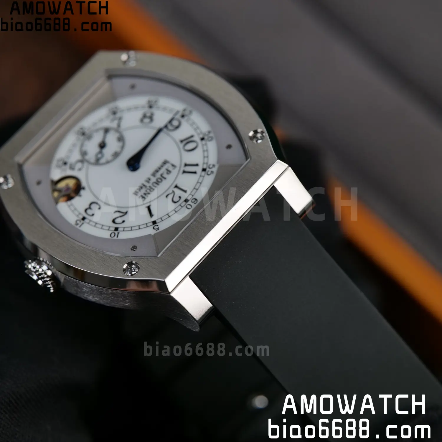 FPJ F.P.Journe Elegante FJ Factory Best Edition White Dial on Black Rubber Strap Quartz V2 93 54c8f323ddda672 AMO Watch