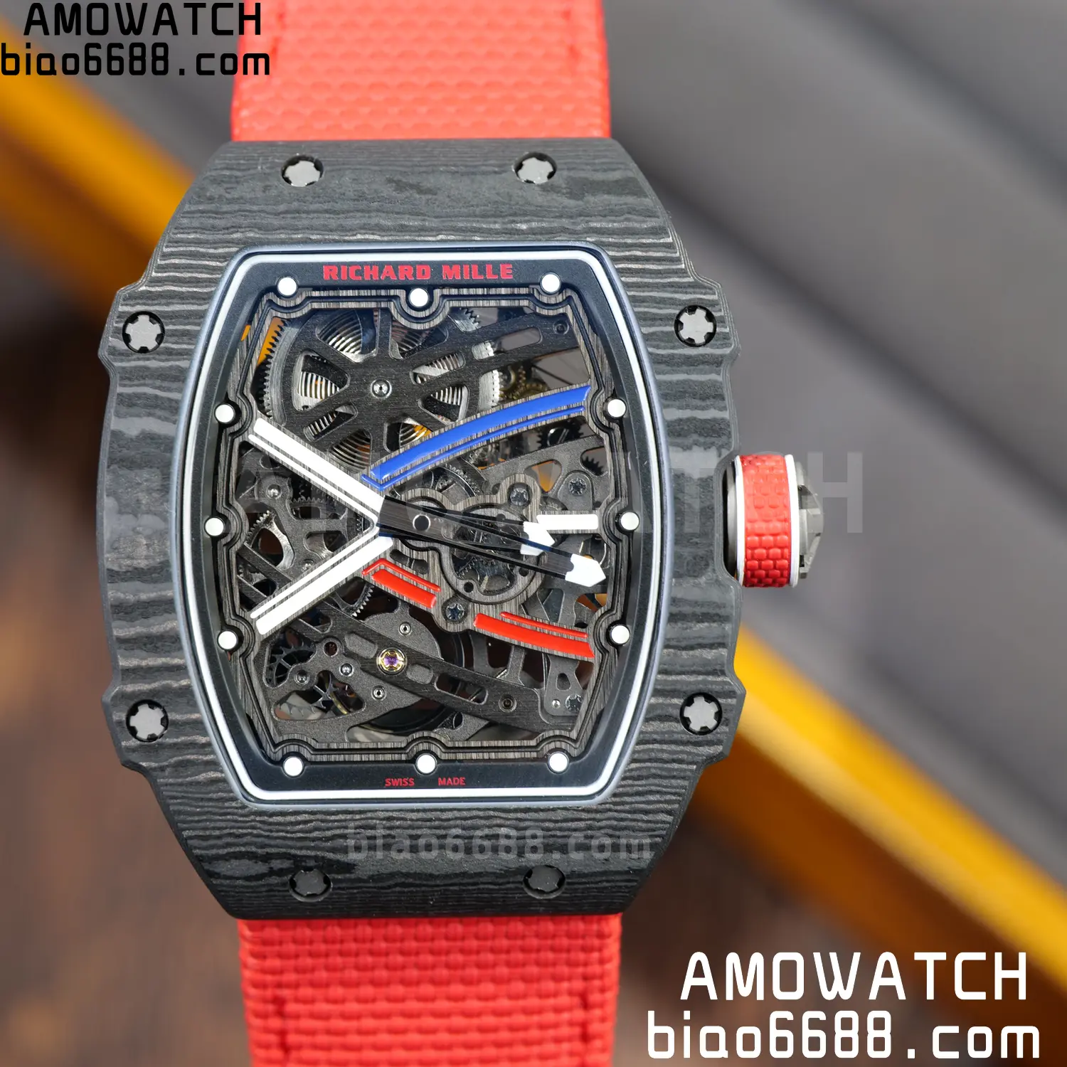 RICHARD MILLE RM67-02 Black NTPT RICH Factory 1:1 France Blue/Red/White Skeleton Dial CRMA7 Super Clone 80 54e6b63af32a80c AMO Watch