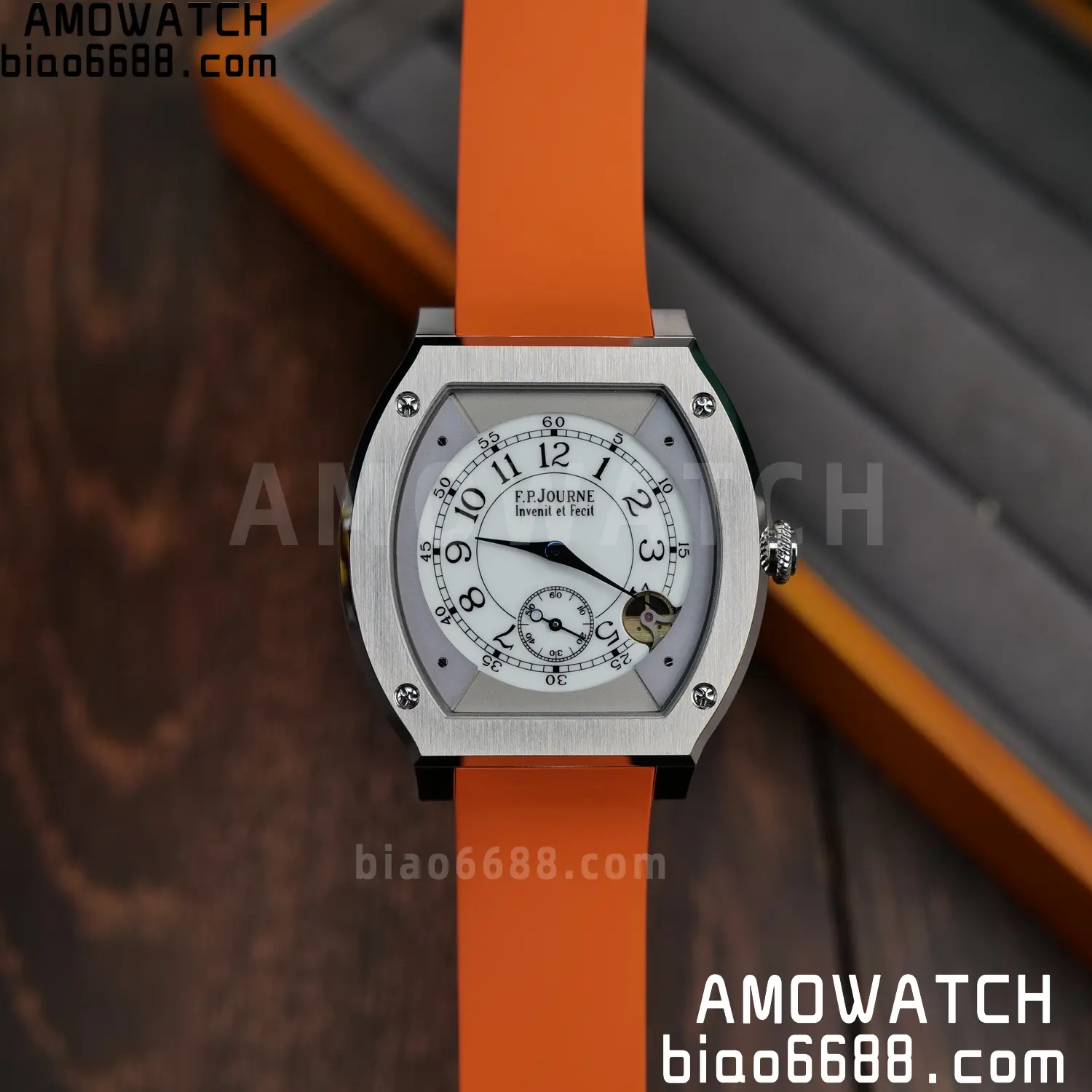 FPJ F.P.Journe Elegante FJ Factory Best Edition White Dial on Orange Rubber Strap Quartz V2 88 55a33682deb5df9 AMO Watch