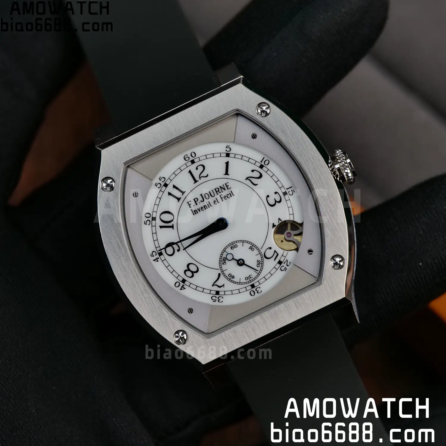 FPJ F.P.Journe Elegante FJ Factory Best Edition White Dial on Black Rubber Strap Quartz V2 102 56ee28c6fb389fa AMO Watch