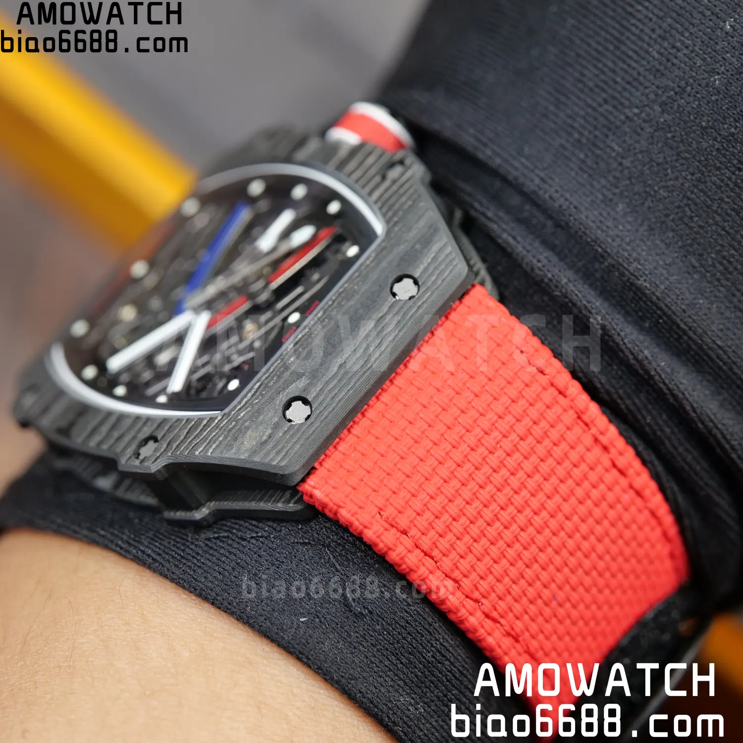 RICHARD MILLE RM67-02 Black NTPT RICH Factory 1:1 France Blue/Red/White Skeleton Dial CRMA7 Super Clone 108 57fd242b6381741 AMO Watch