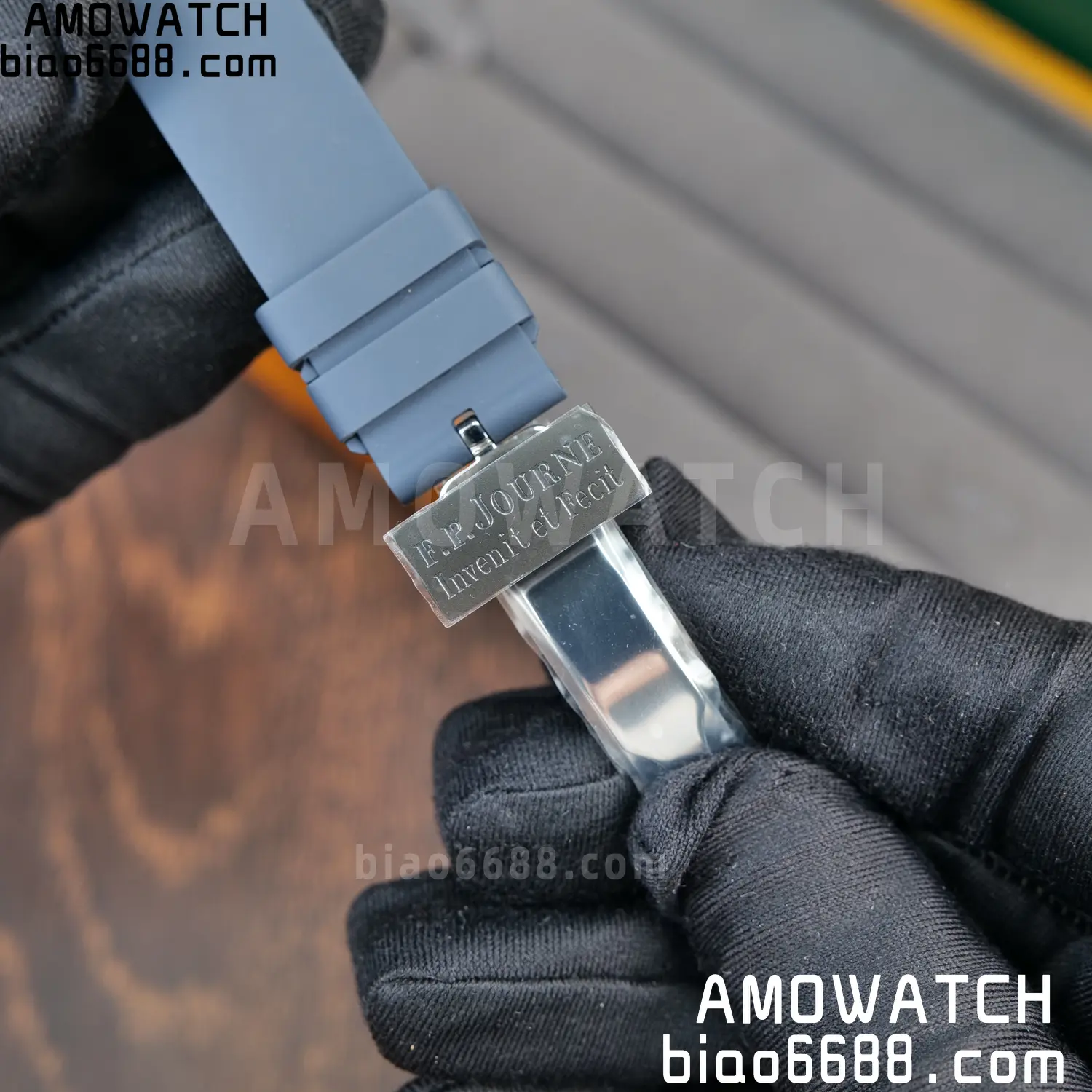 FPJ F.P.Journe Elegante PVD FJ Factory Best Edition Black Dial on Blue Rubber Strap Quartz V2 105 5afc91ea47a2a5b AMO Watch