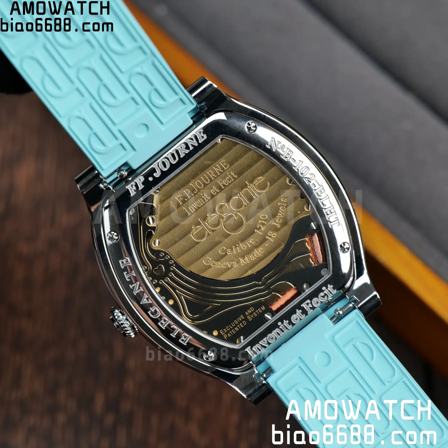 FPJ F.P.Journe Elegante FJ Factory Best Edition White Dial on Light Blue Rubber Strap Quartz V2 104 5beba18a00fe83f AMO Watch