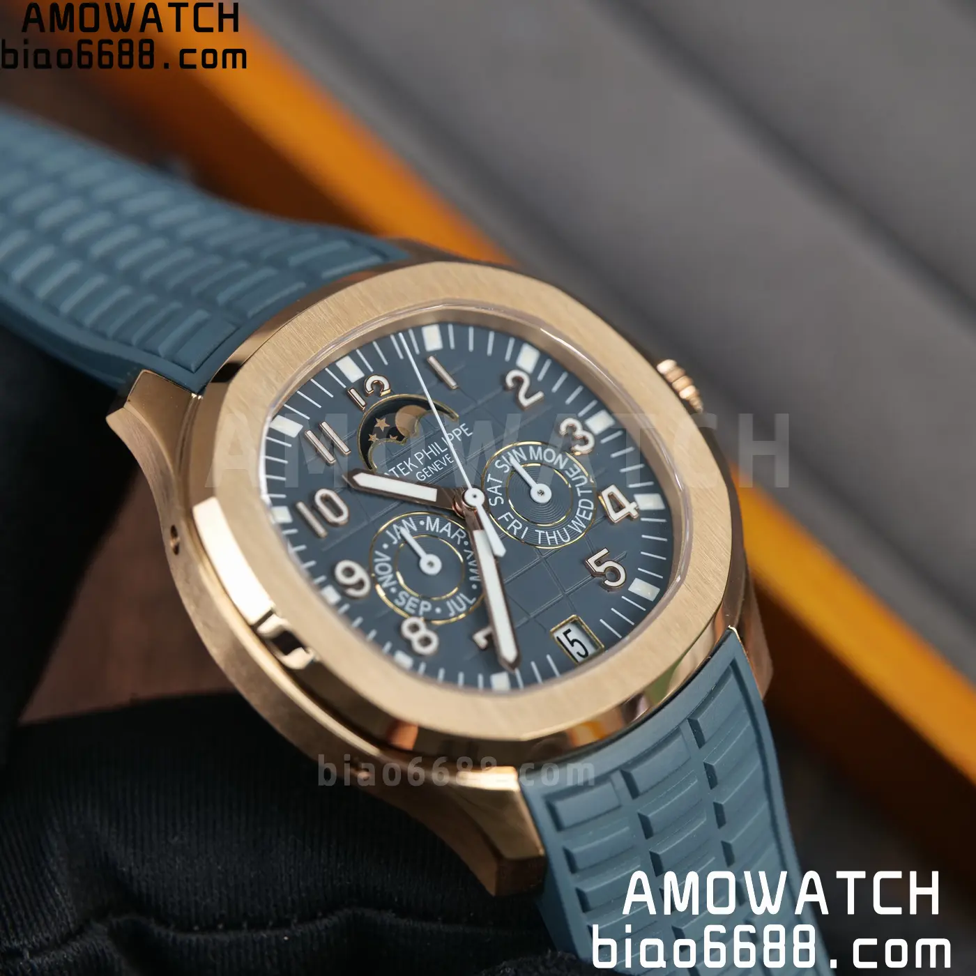 Patek Philippe Aquanaut 5261R RG APW Factory 1:1 Best Edition Dial on Blue Rubber Strap V2 93 5cb696d80a39467 AMO Watch