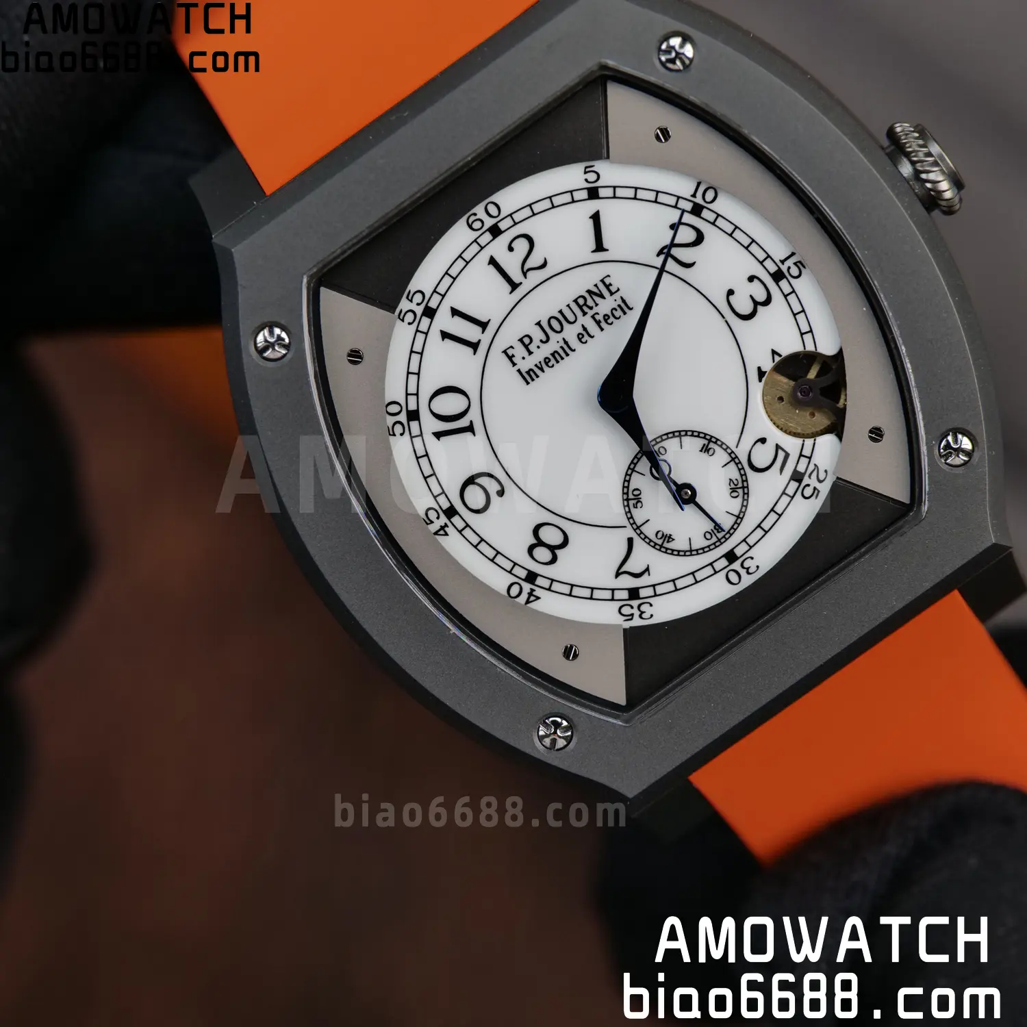 FPJ F.P.Journe Elegante PVD FJ Factory Best Edition White Dial on Orange Rubber Strap Quartz V2 95 5cdefae60434aa9 AMO Watch