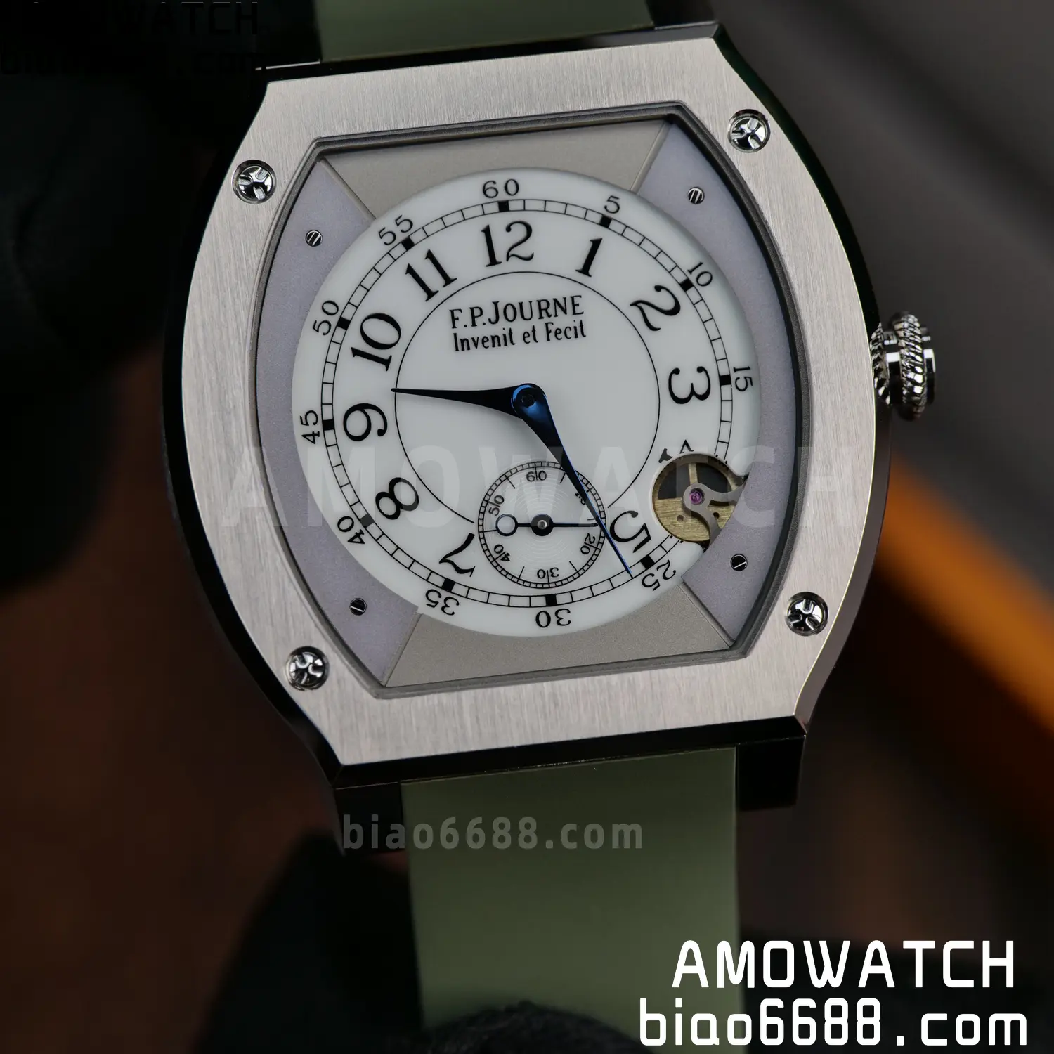 FPJ F.P.Journe Elegante FJ Factory Best Edition White Dial on Green Rubber Strap Quartz V2 99 5d61a0bf8b468d7 AMO Watch