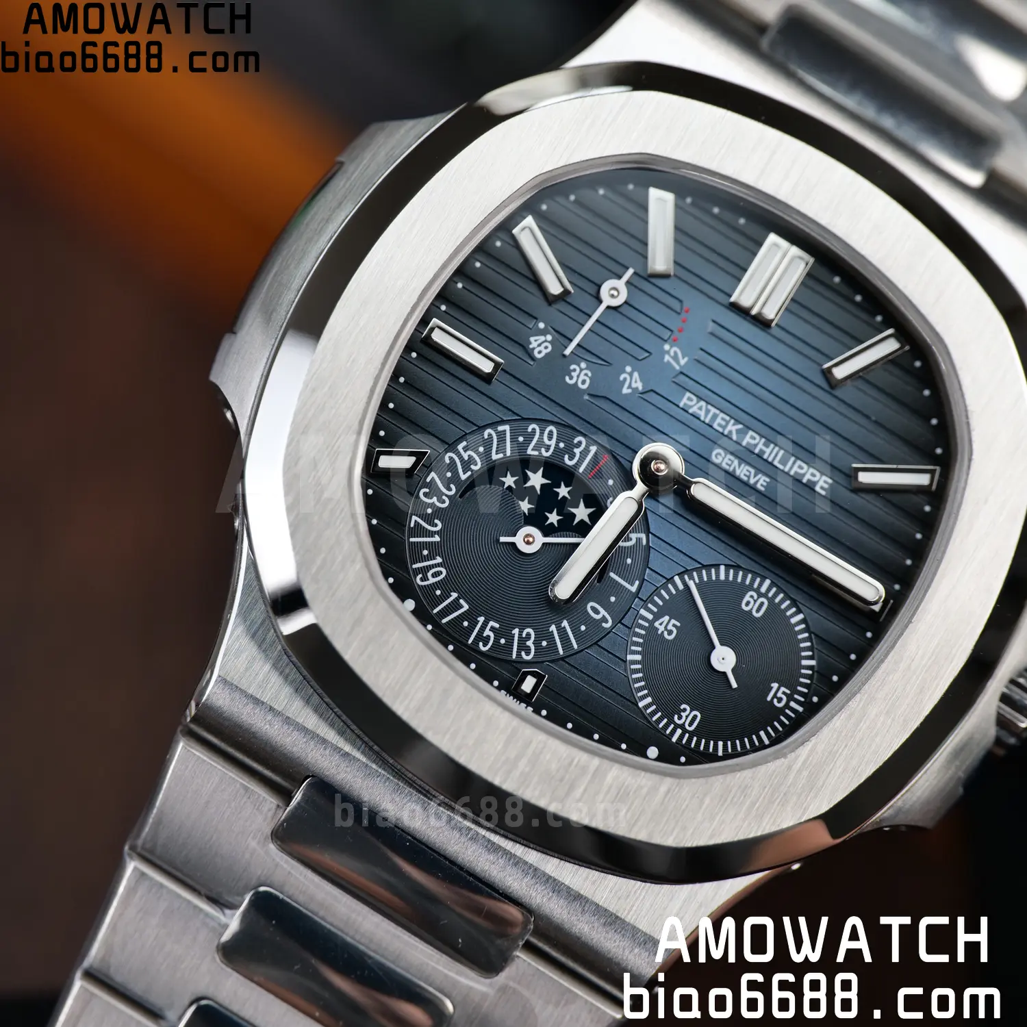 Custom Made Patek Philippe Nautilus 5712 SS UMI 137 5d73f8b8aa1cc0e AMO Watch