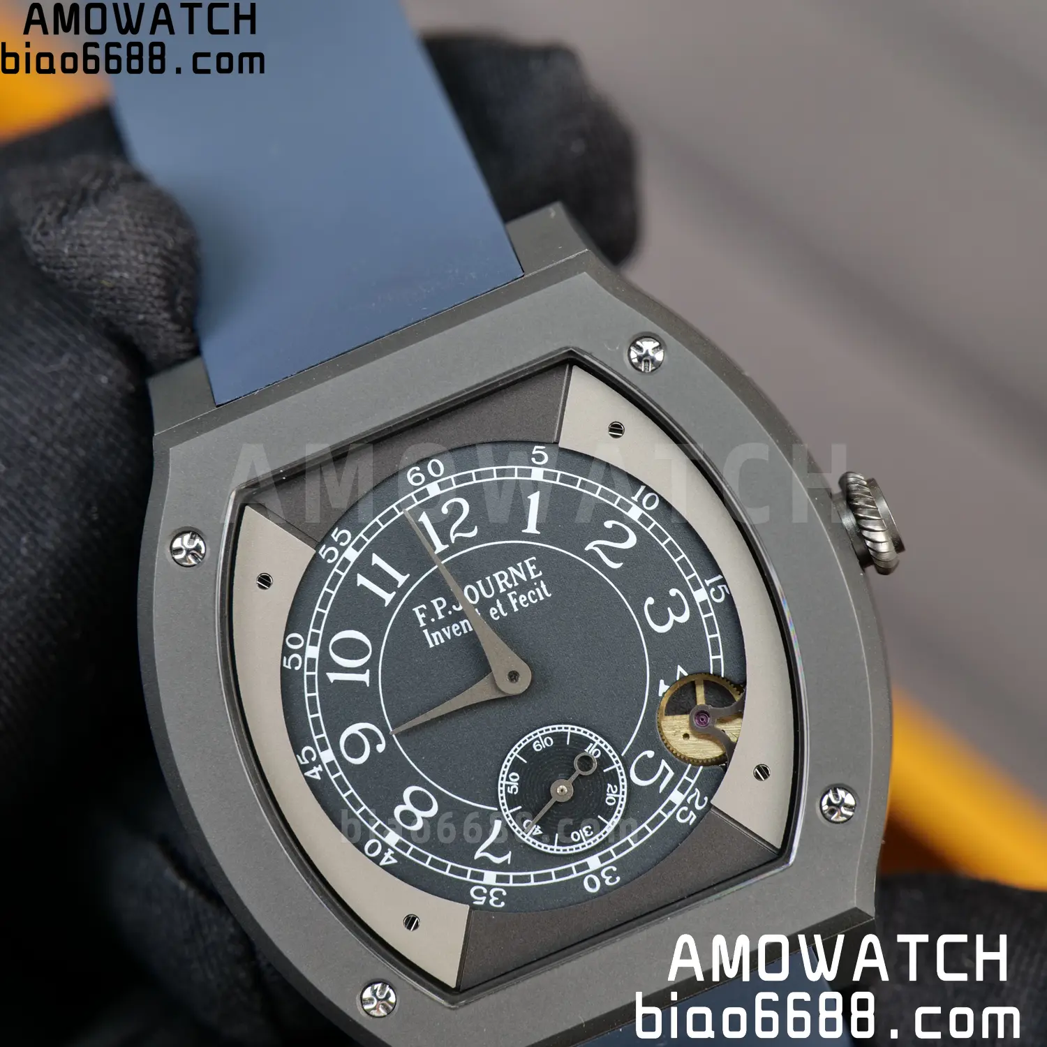 FPJ F.P.Journe Elegante PVD FJ Factory Best Edition Black Dial on Blue Rubber Strap Quartz V2 121 5dba80f068d6df7 AMO Watch