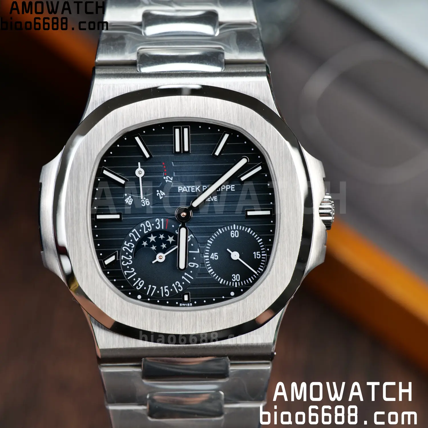 Custom Made Patek Philippe Nautilus 5712 SS UMI 121 5dce2e1700dbaa0 AMO Watch