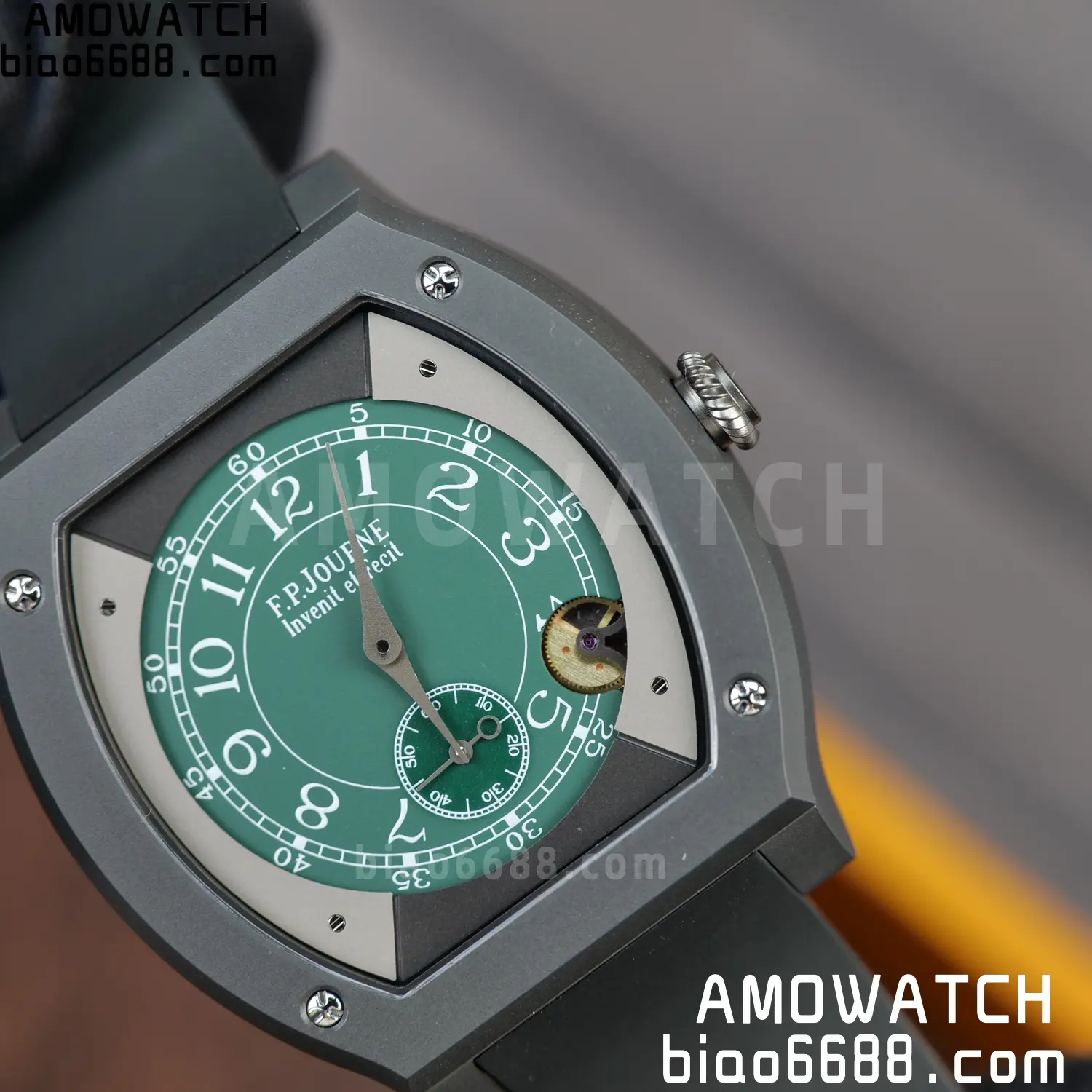 FPJ F.P.Journe Elegante PVD FJ Factory Best Edition Green Dial on Black Rubber Strap Quartz V2 87 5dd1116cb931ae2 AMO Watch