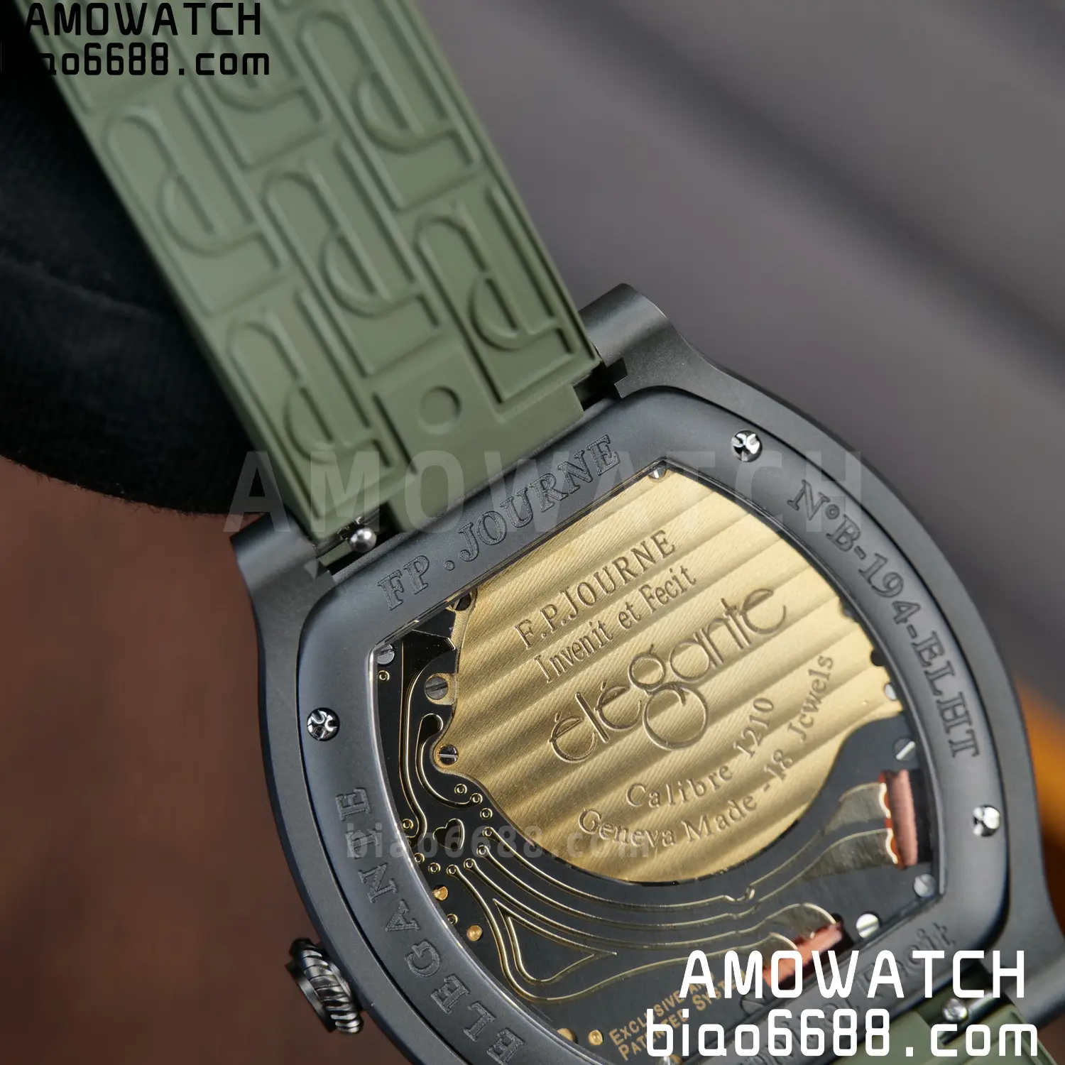 FPJ F.P.Journe Elegante PVD FJ Factory Best Edition Black Dial on Green Rubber Strap Quartz V2 105 5f081985f62ed3d AMO Watch