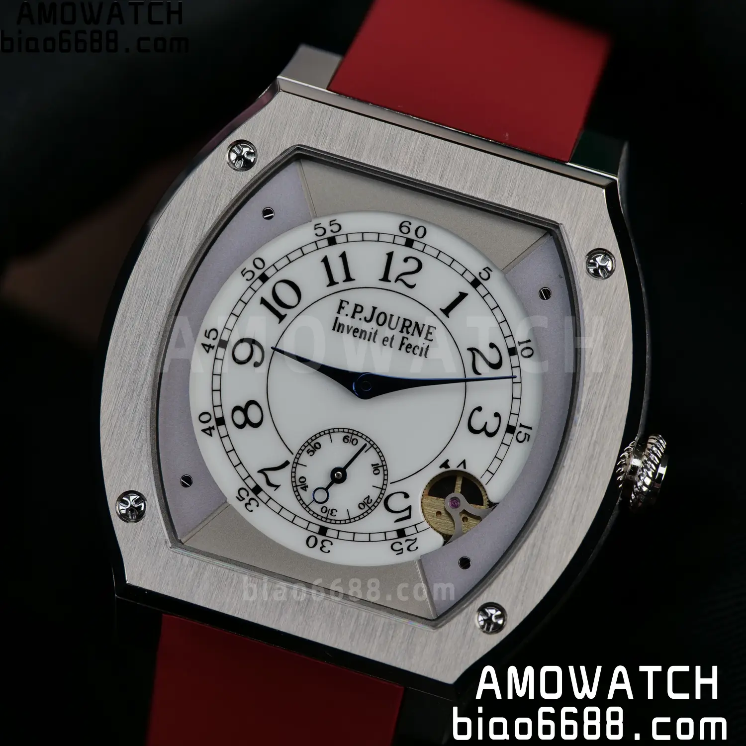 FPJ F.P.Journe Elegante FJ Factory Best Edition White Dial on Red Rubber Strap Quartz V2 108 5f747889beb24b2 AMO Watch