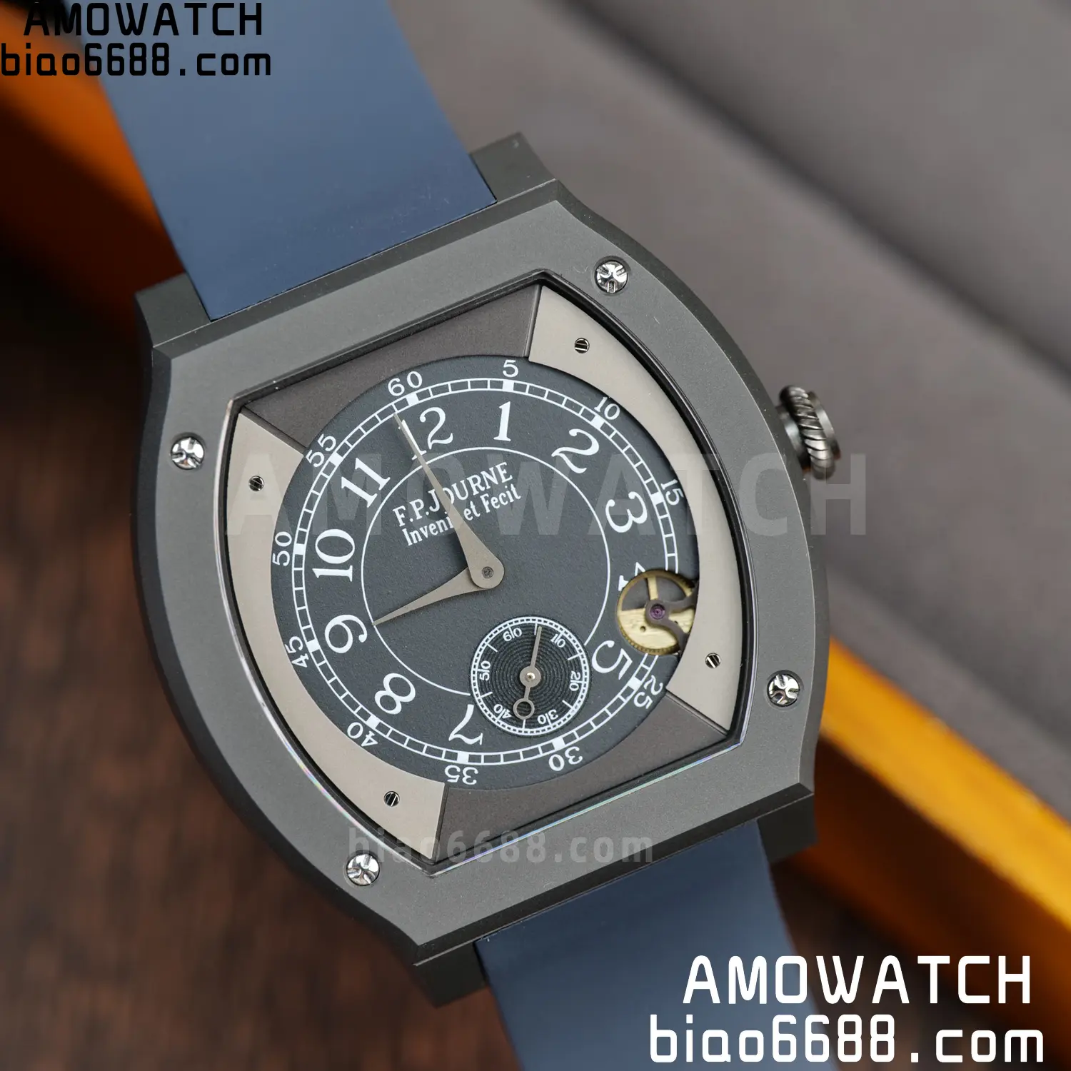 FPJ F.P.Journe Elegante PVD FJ Factory Best Edition Black Dial on Blue Rubber Strap Quartz V2 126 60c66ee81c3dbbc AMO Watch