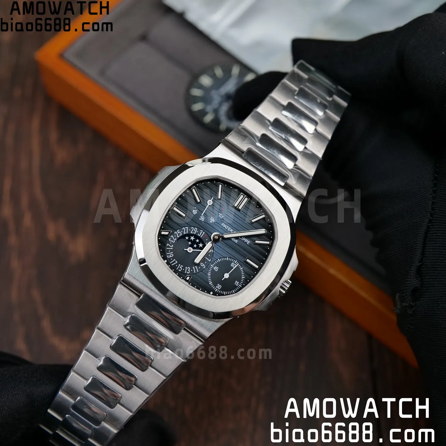 Custom Made Patek Philippe Nautilus 5712 SS UMI 117 61e3b00f39555bc AMO Watch