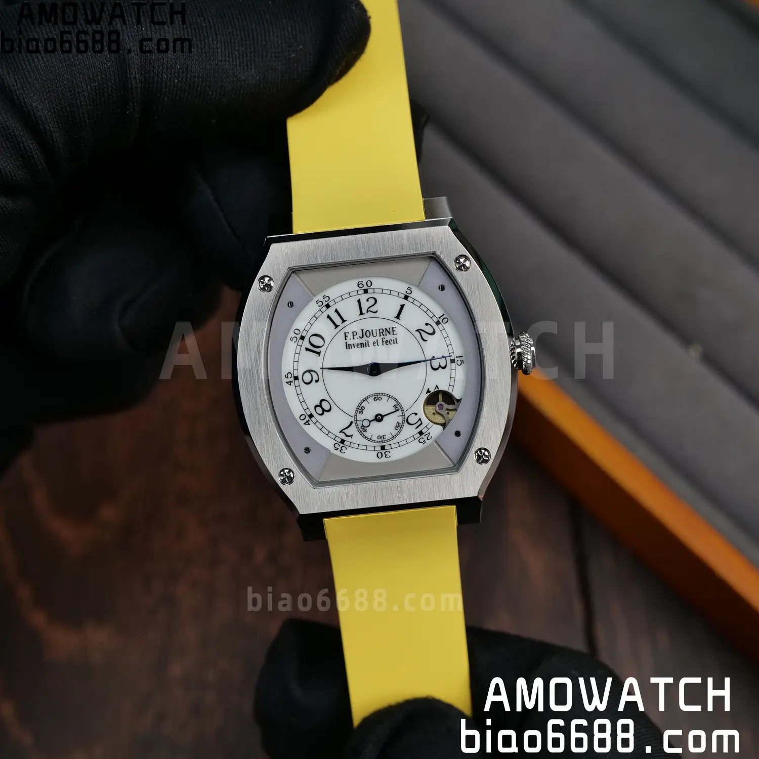 FPJ F.P.Journe Elegante FJ Factory Best Edition White Dial on Yellow Rubber Strap Quartz V2 78 61ed7fb117721a0 AMO Watch