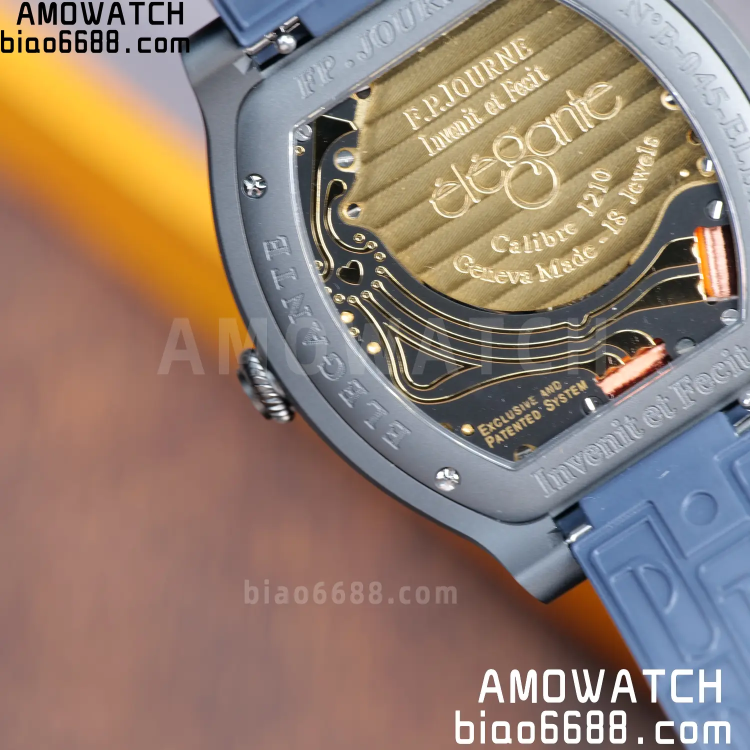 FPJ F.P.Journe Elegante PVD FJ Factory Best Edition Black Dial on Blue Rubber Strap Quartz V2 134 63b9d67390971d9 AMO Watch