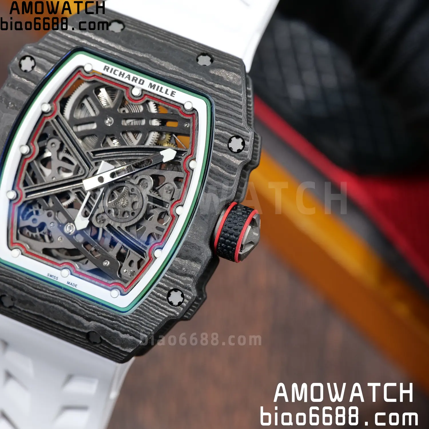 RICHARD MILLE 1:1 RM67-02 Black NTPT RICH Factory Pro 1:1 Italy Skeleton Dial White Rubber Strap CRMA7 Super Clone V2 83 64e07feaa267d1a AMO Watch