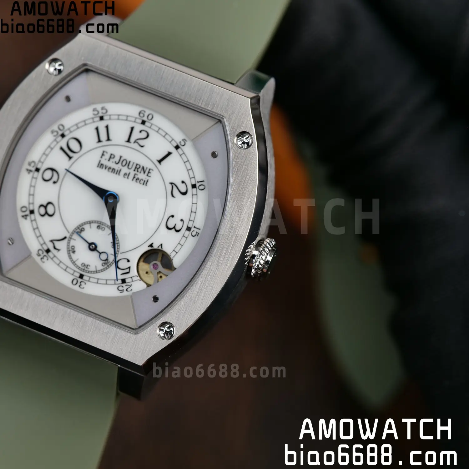 FPJ F.P.Journe Elegante FJ Factory Best Edition White Dial on Green Rubber Strap Quartz V2 94 655b8948f4522cd AMO Watch