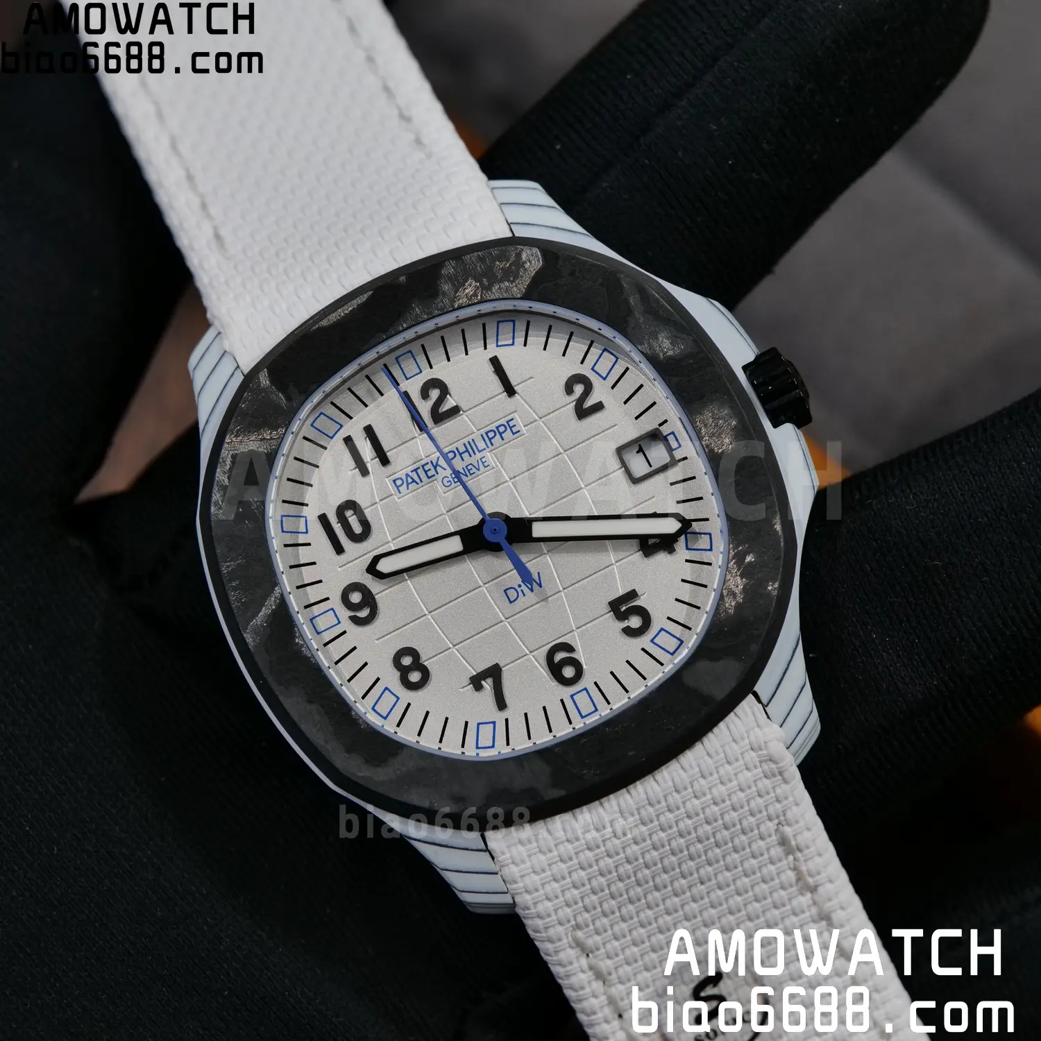 PP Aquanaut 5167 Polar Blue DIW SONIC Factory SF 1:1 Best Edition White Dial On White Nylon Strap DD324 92 65810c4b82829ab 阿默表行AmoWatch