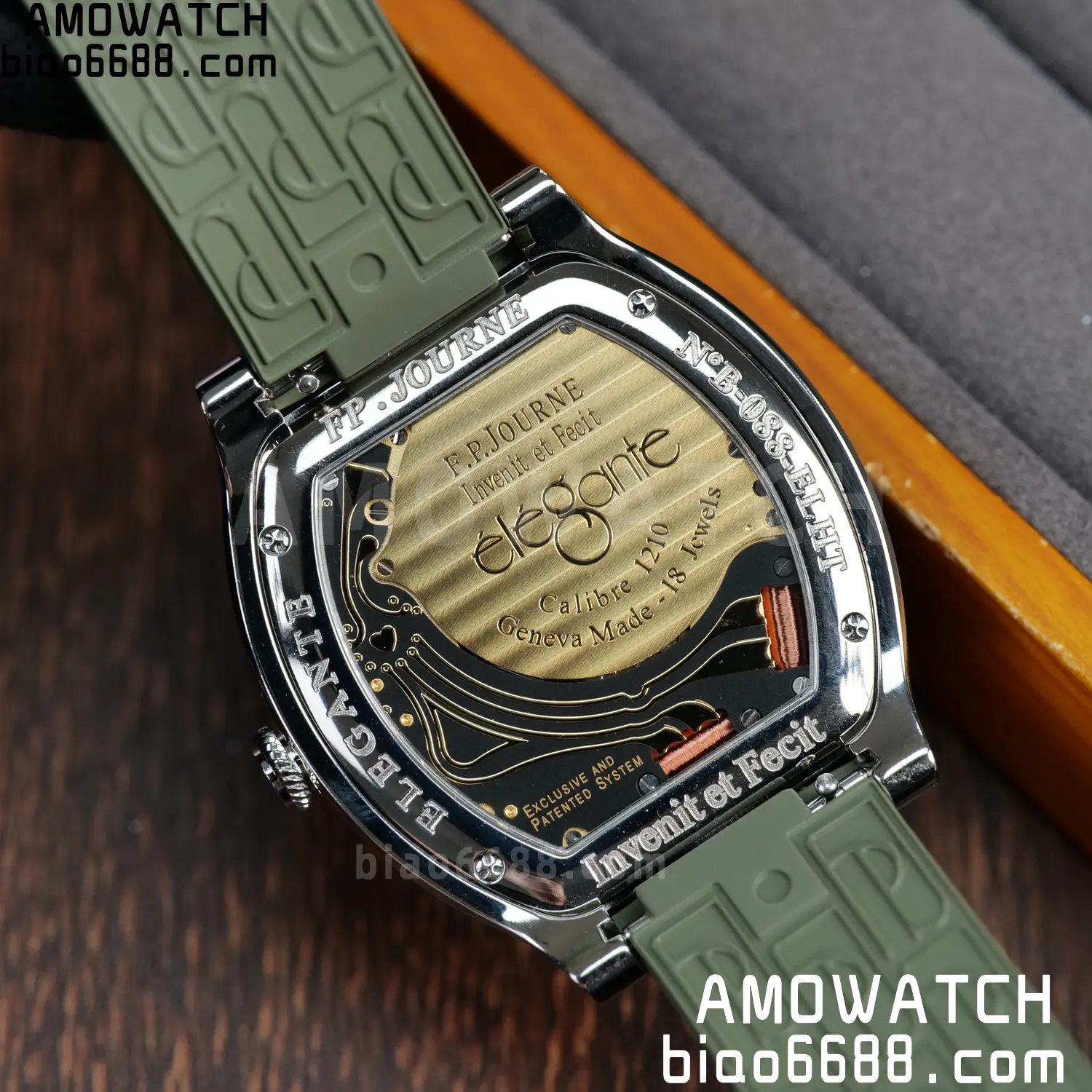 FPJ F.P.Journe Elegante FJ Factory Best Edition White Dial on Green Rubber Strap Quartz V2 107 6666b4bd508e349 AMO Watch
