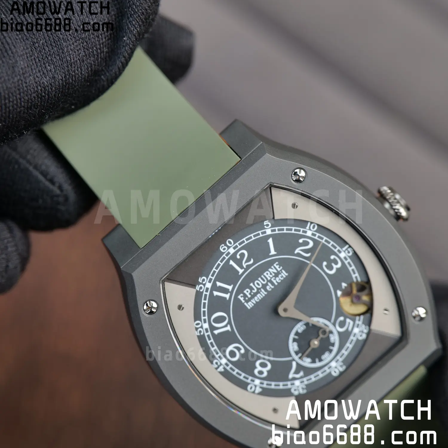FPJ F.P.Journe Elegante PVD FJ Factory Best Edition Black Dial on Green Rubber Strap Quartz V2 94 6854a21d794c0da AMO Watch