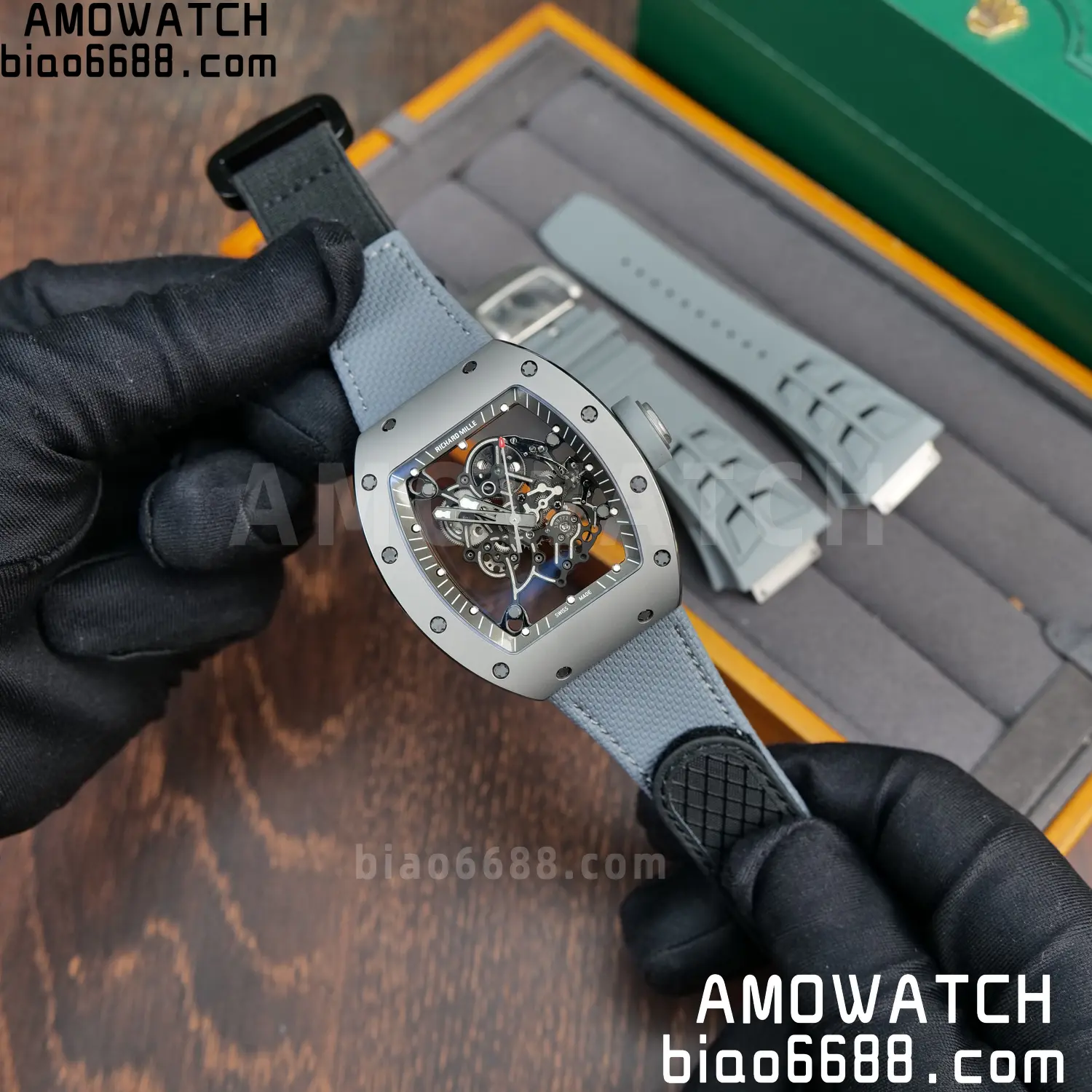 RICHARD MILLE RM055 Gray Ceramic UMI 1:1 Best Edition on Nylon Strap RMUL2 Free Sprung 38 685c81cb002b838 AMO Watch