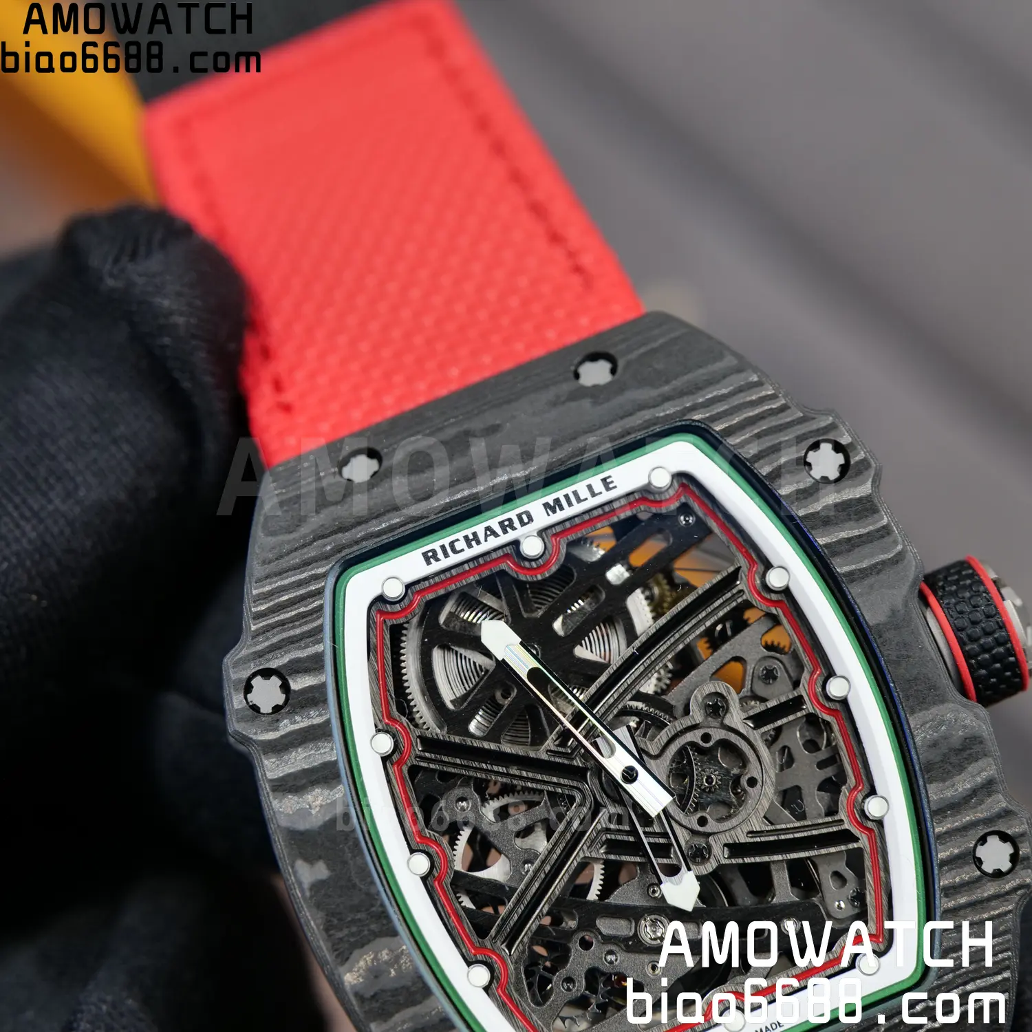RICHARD MILLE 1:1 RM67-02 Black NTPT RICH Factory Pro 1:1 Italy Skeleton Dial White Nylon Strap CRMA7 Super Clone V2 98 6996d7c7c239427 AMO Watch