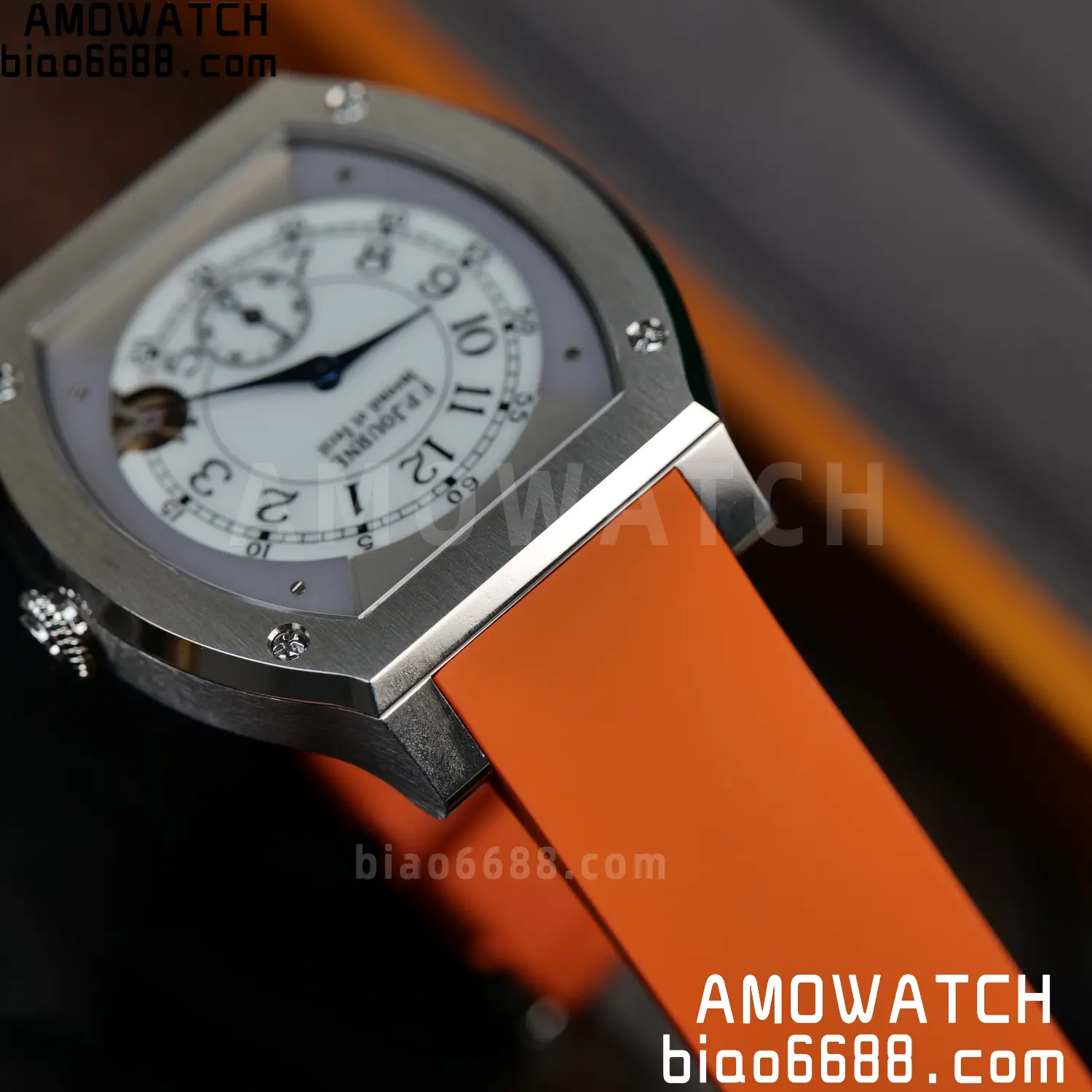 FPJ F.P.Journe Elegante FJ Factory Best Edition White Dial on Orange Rubber Strap Quartz V2 95 6ad26ecf17a41f4 AMO Watch